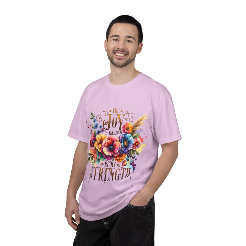 Joy in the Lord Floral T-Shirt — "The Joy of the Lord Is My Strength" Christian Tee