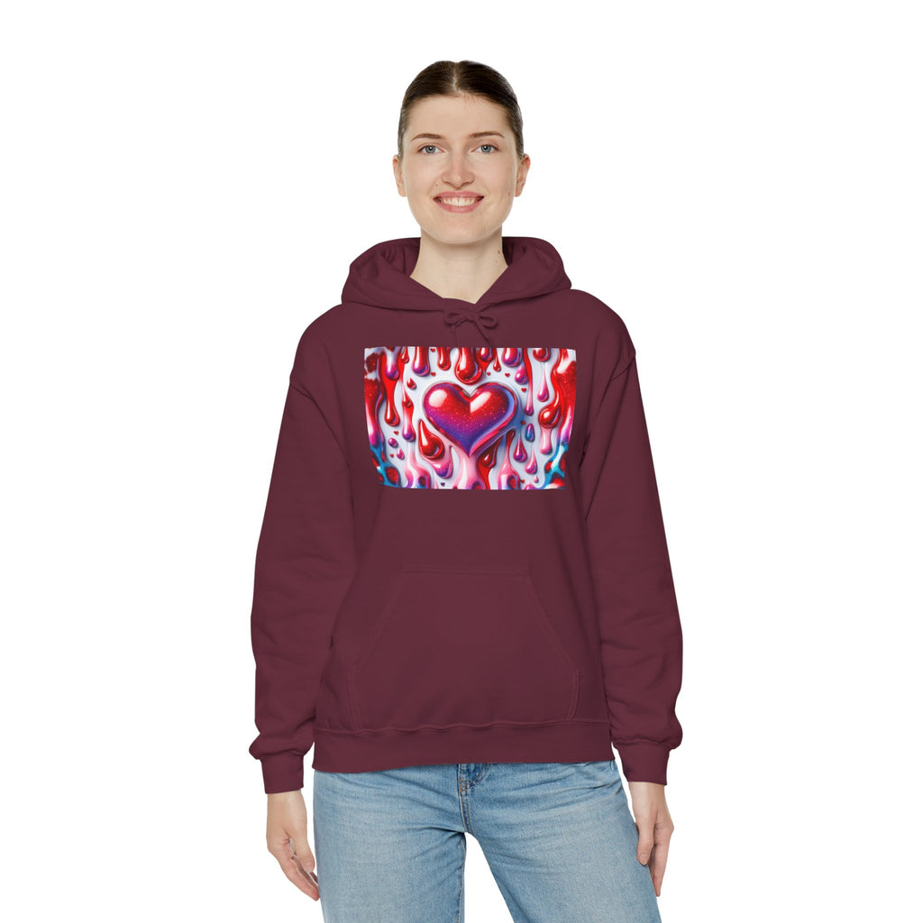 Heart Melt Hoodie — Colorful Dripping Heart Graphic Hooded Sweatshirt