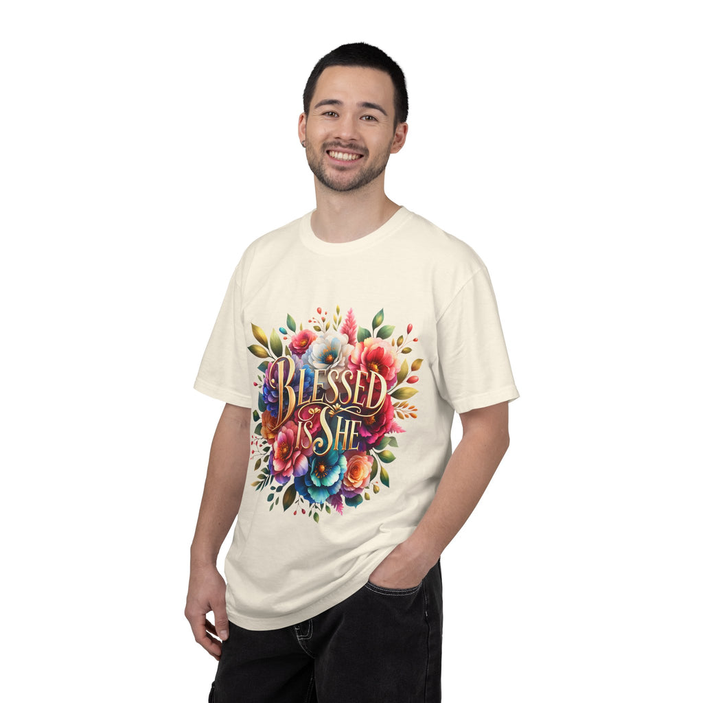 Blessed Is She Floral T-Shirt — Inspirational Christian Tee
