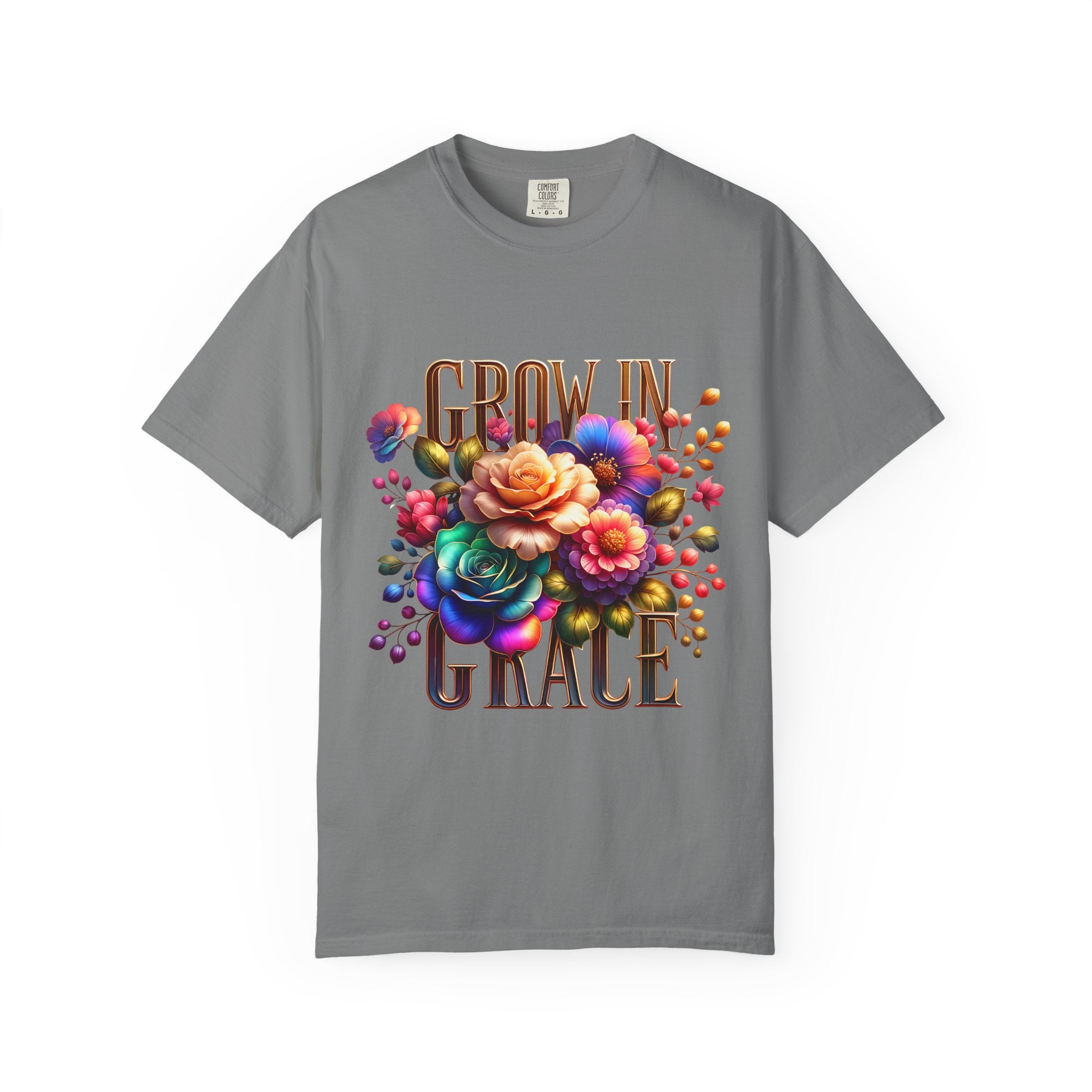 Grow in Grace Floral T-Shirt — Inspirational Floral Graphic Tee