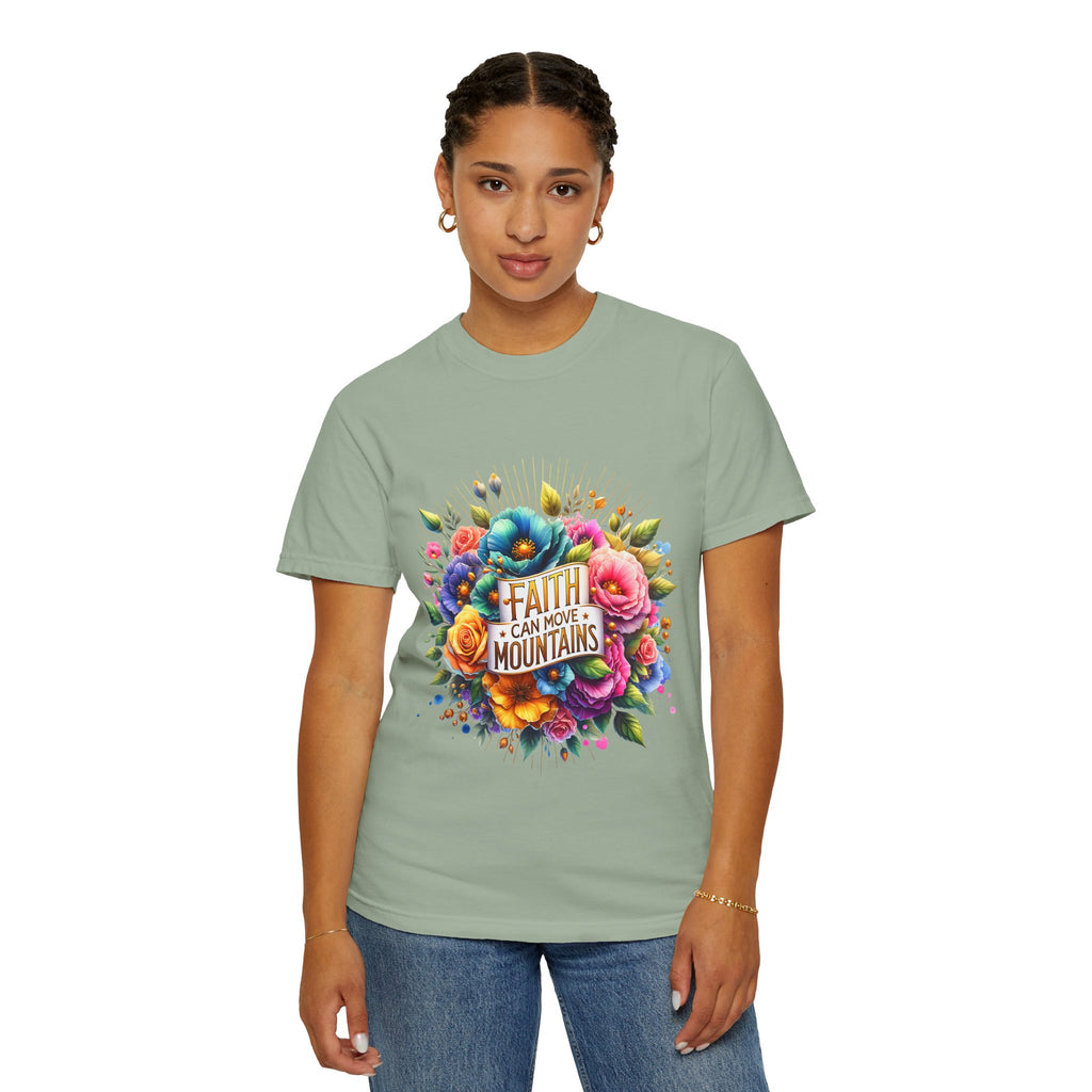 Faith Can Move Mountains Floral T‑Shirt