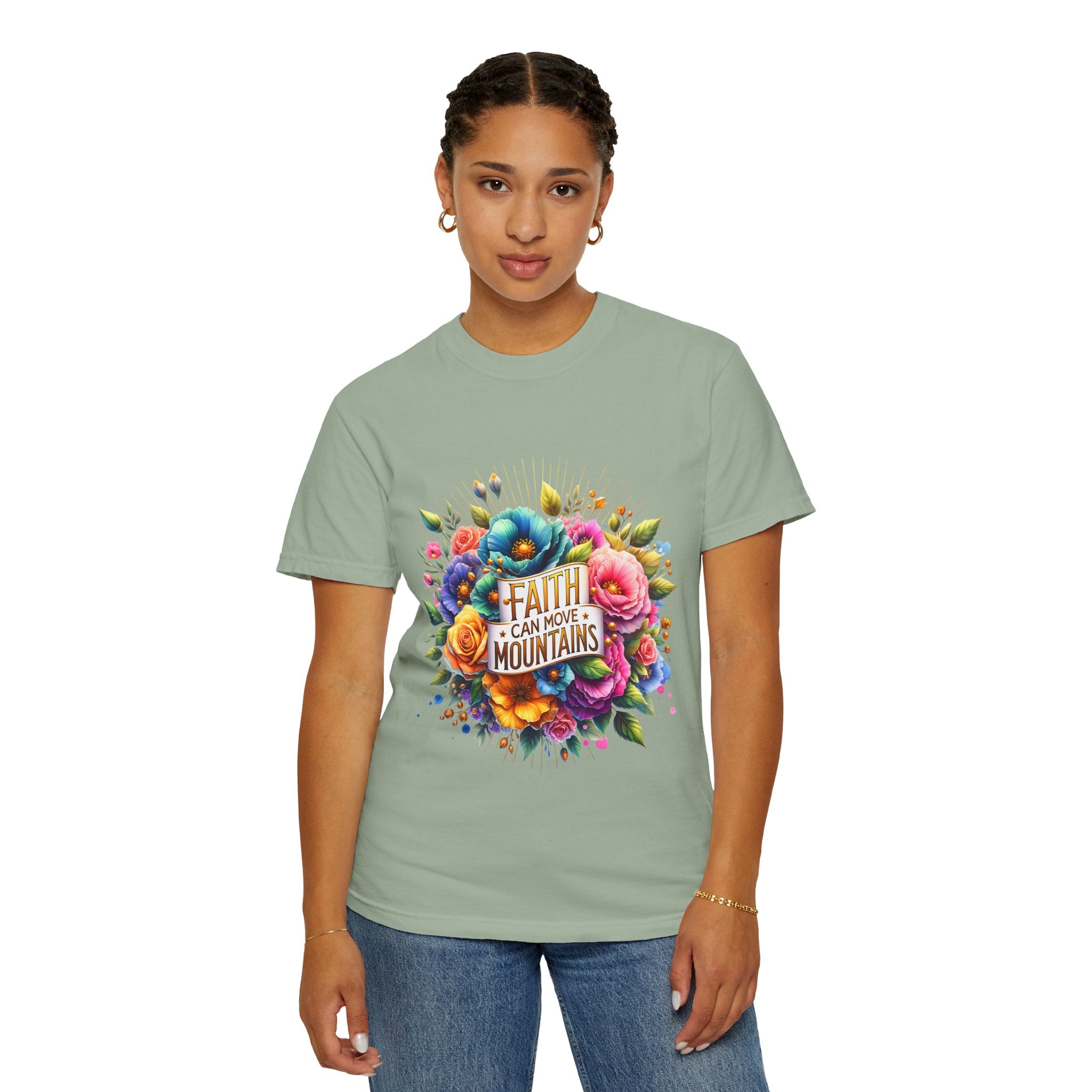 Faith Can Move Mountains Floral T‑Shirt