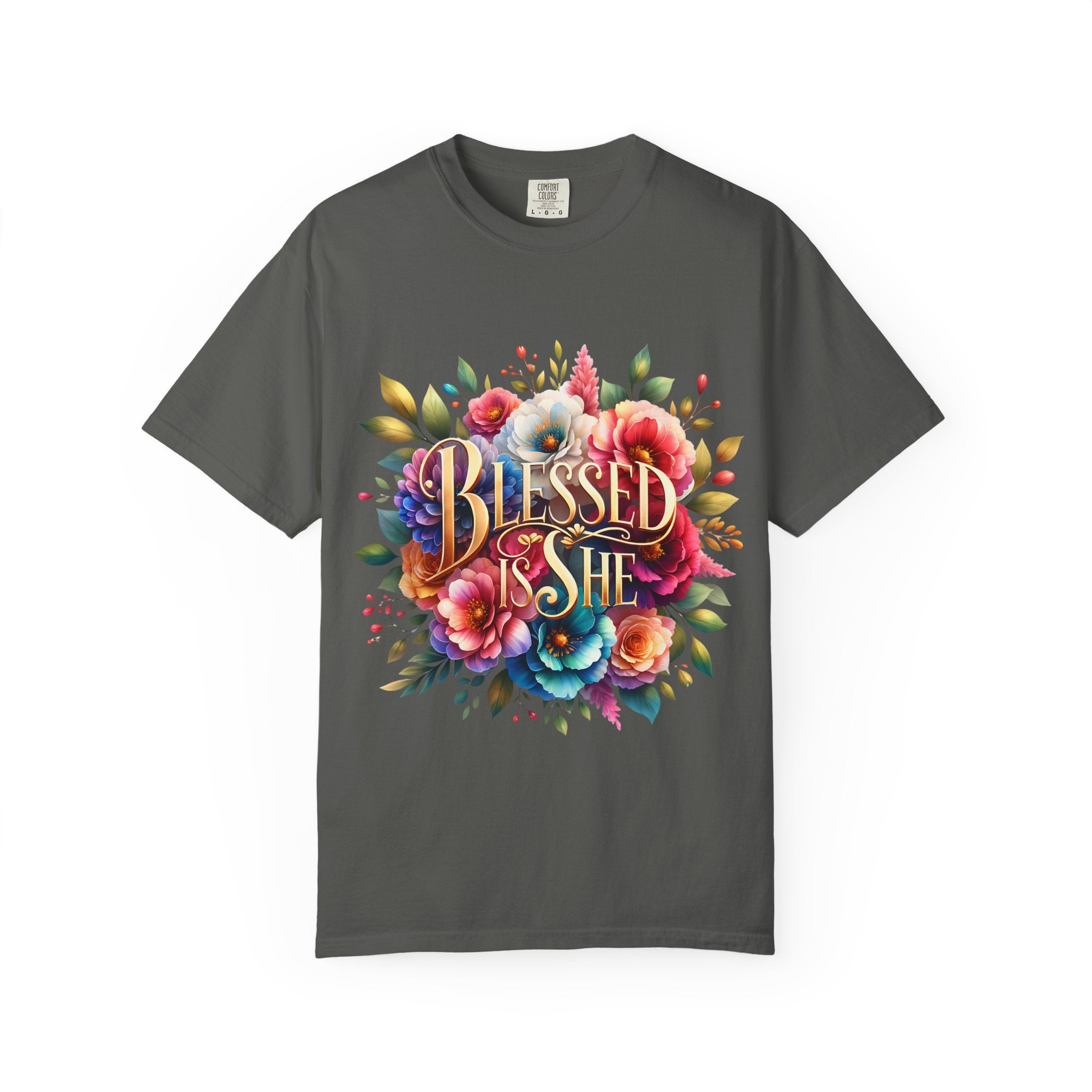 Blessed Is She Floral T-Shirt — Inspirational Christian Tee