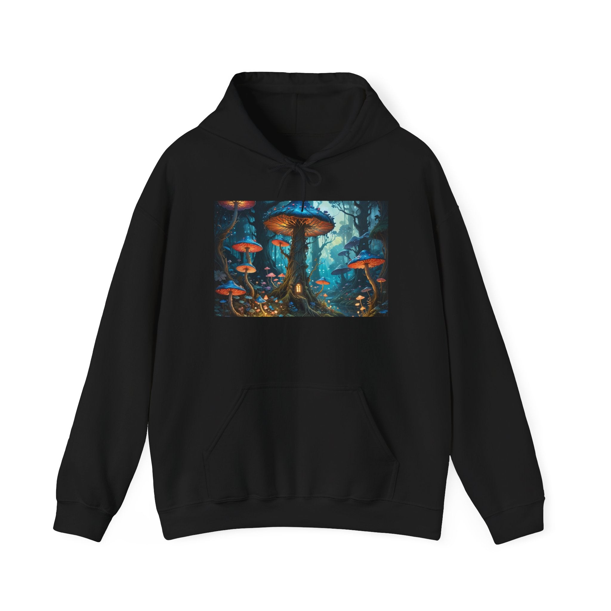 Fantasy Mushroom Forest Hoodie — Glowing Enchanted Fungi Artwork