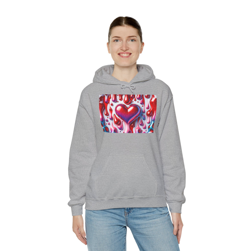 Heart Melt Hoodie — Colorful Dripping Heart Graphic Hooded Sweatshirt