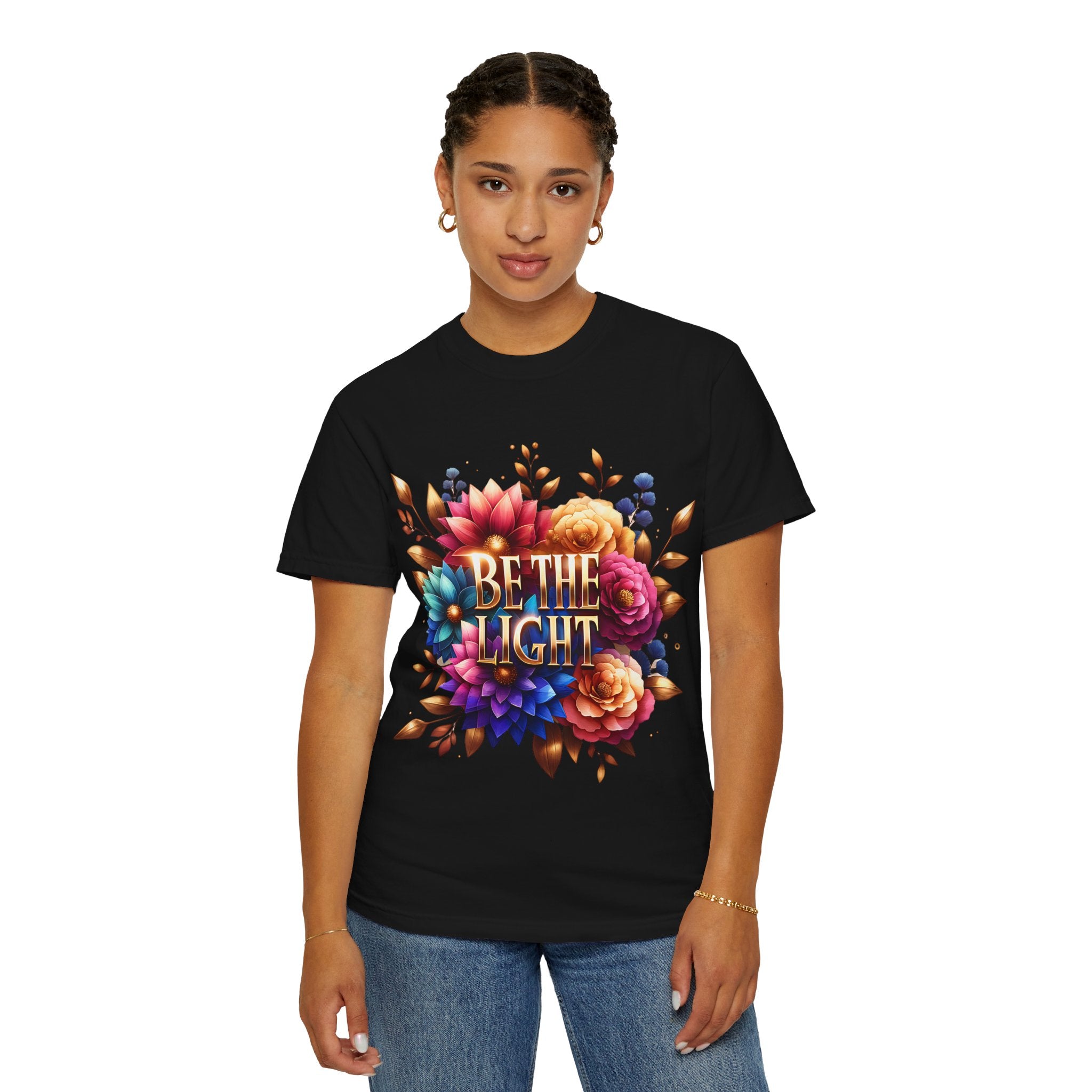 Be The Light Floral T-Shirt — Inspirational Botanical Graphic Tee
