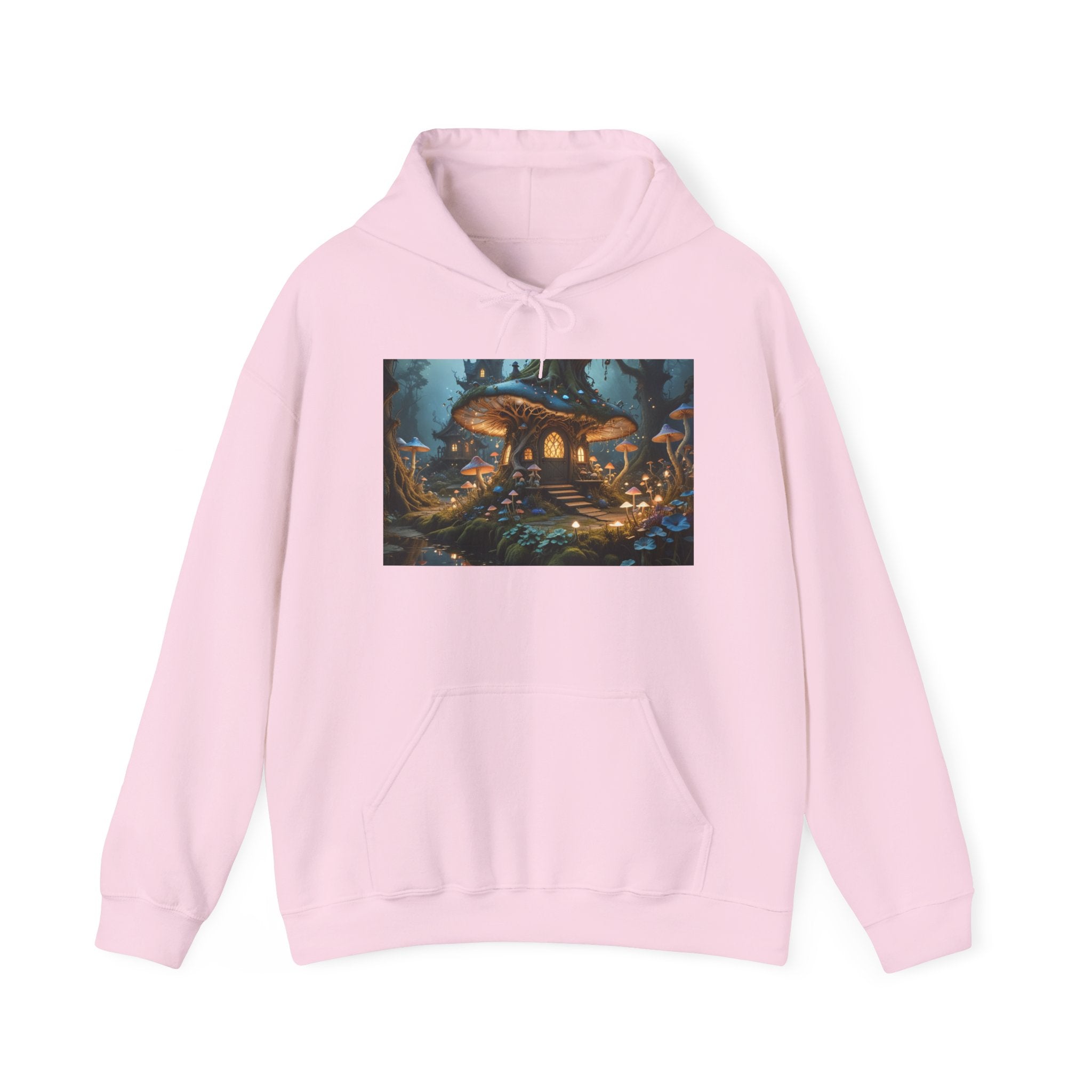 Hoodie — Enchanted Mushroom Cottage Illustration Hoodie