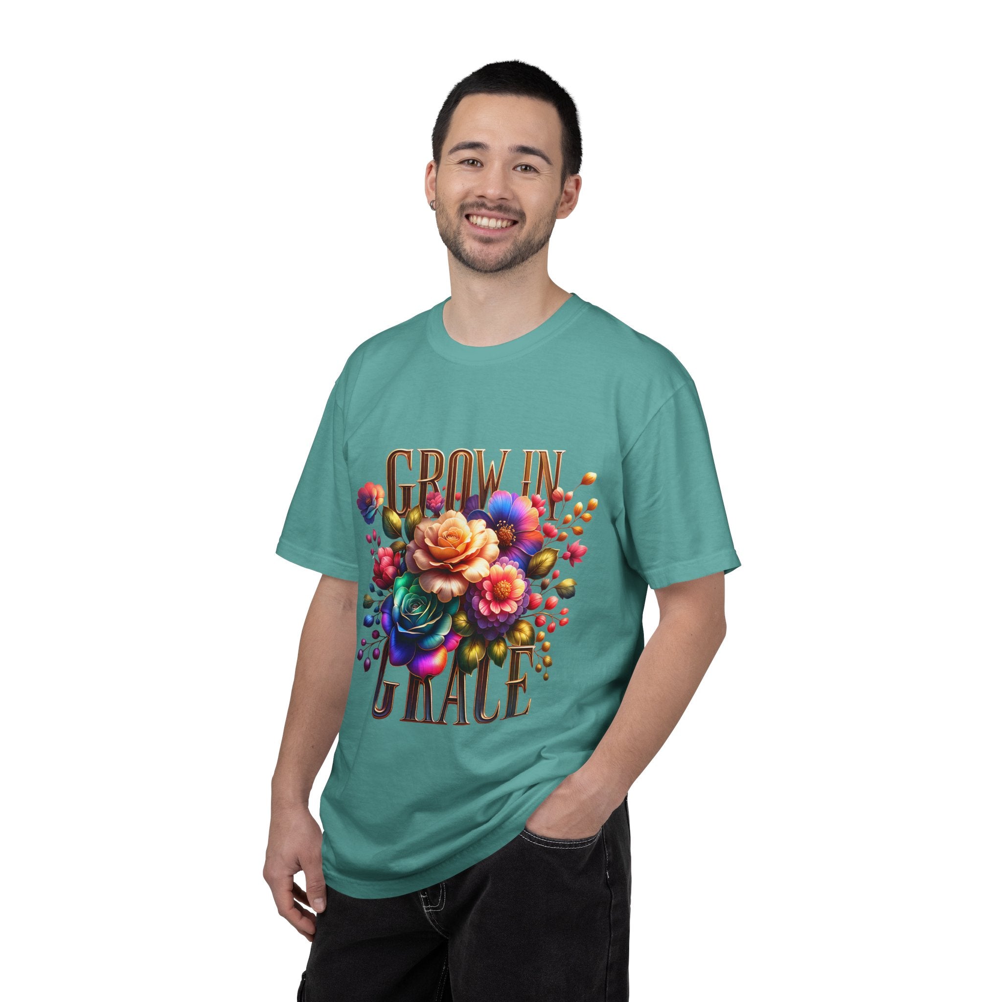 Grow in Grace Floral T-Shirt — Inspirational Floral Graphic Tee