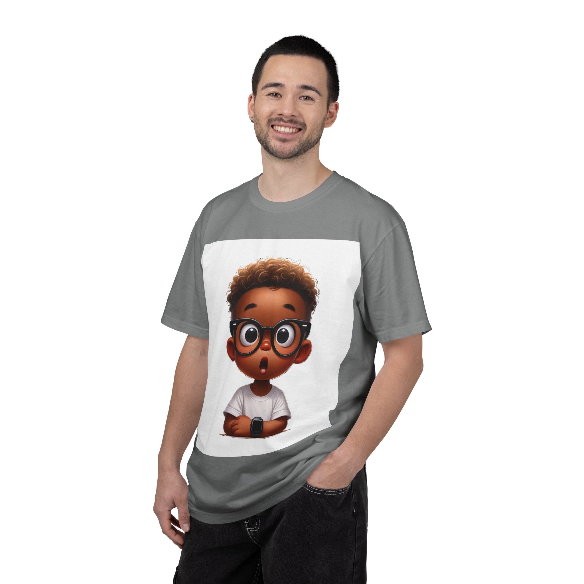 Surprised Cartoon Black Boy T-Shirt — Cute Kids Character Tee