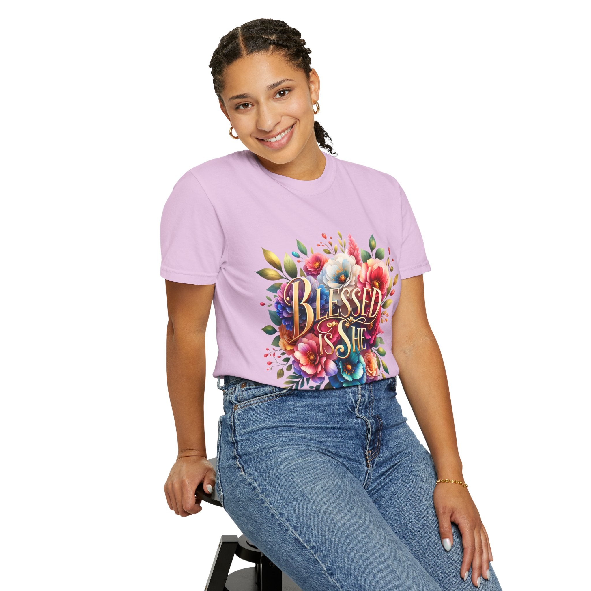 Blessed Is She Floral T-Shirt — Inspirational Christian Tee