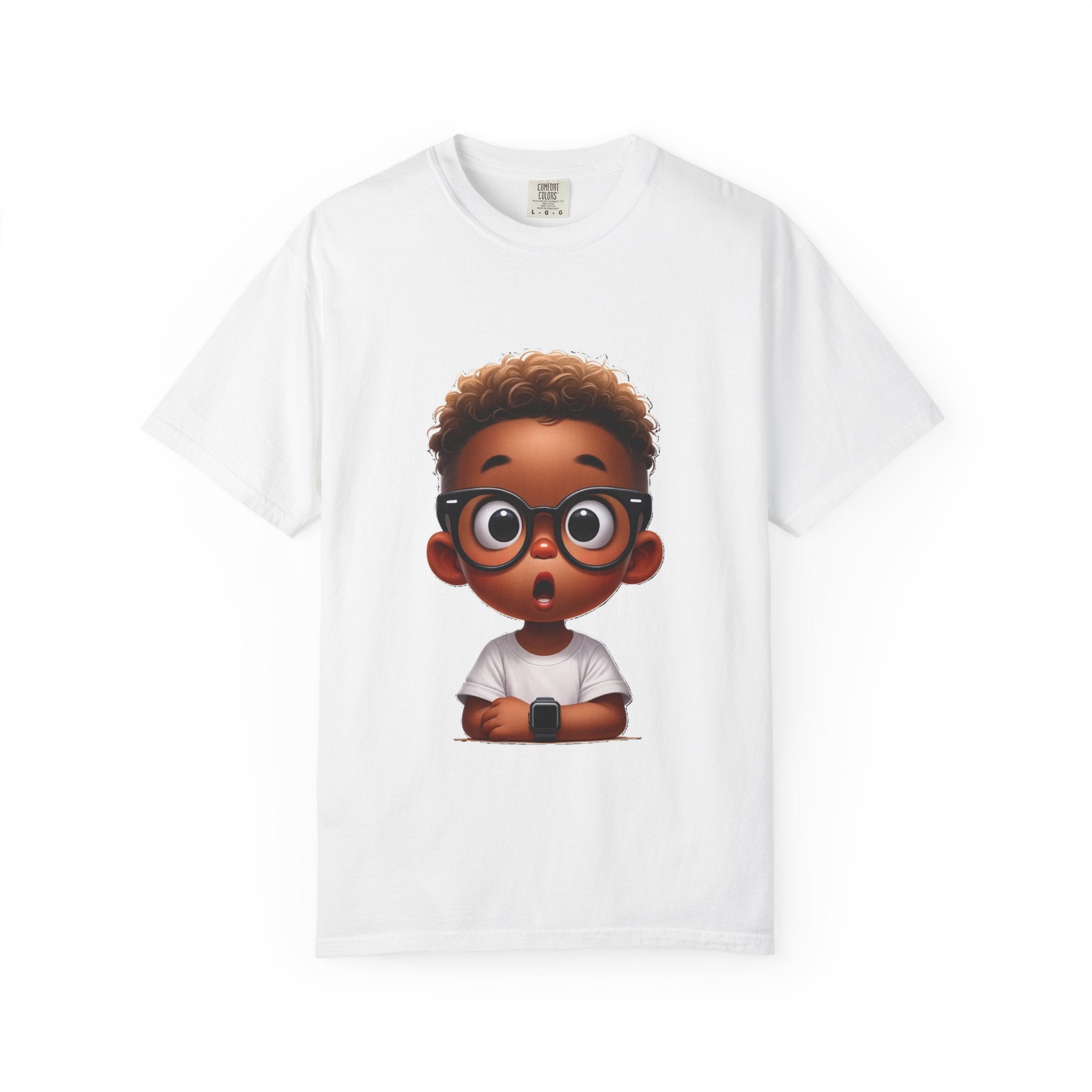 Surprised Cartoon Black Boy T-Shirt — Cute Kids Character Tee