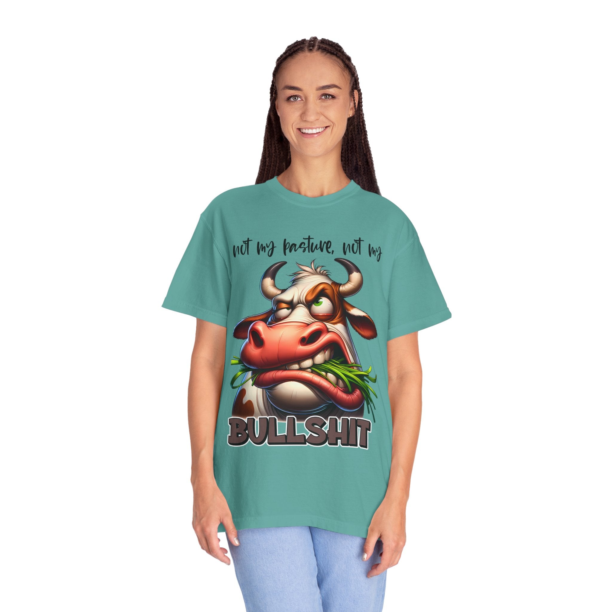 Graphic T-Shirt — 'Not My Horoscope, Not My Bullshit' Funny Cow Illustration