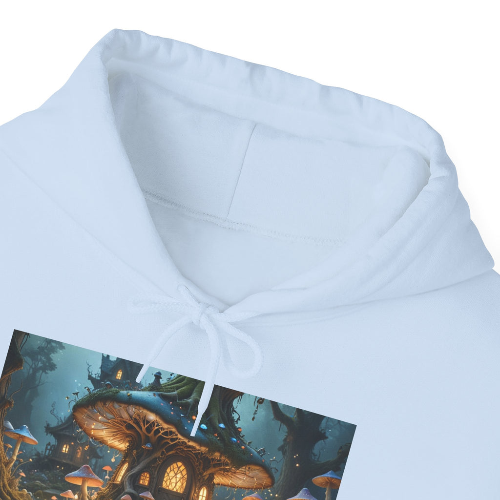 Hoodie — Enchanted Mushroom Cottage Illustration Hoodie