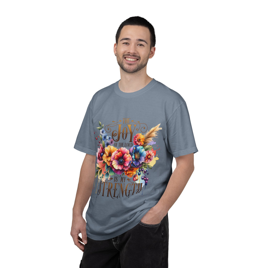 Joy in the Lord Floral T-Shirt — "The Joy of the Lord Is My Strength" Christian Tee