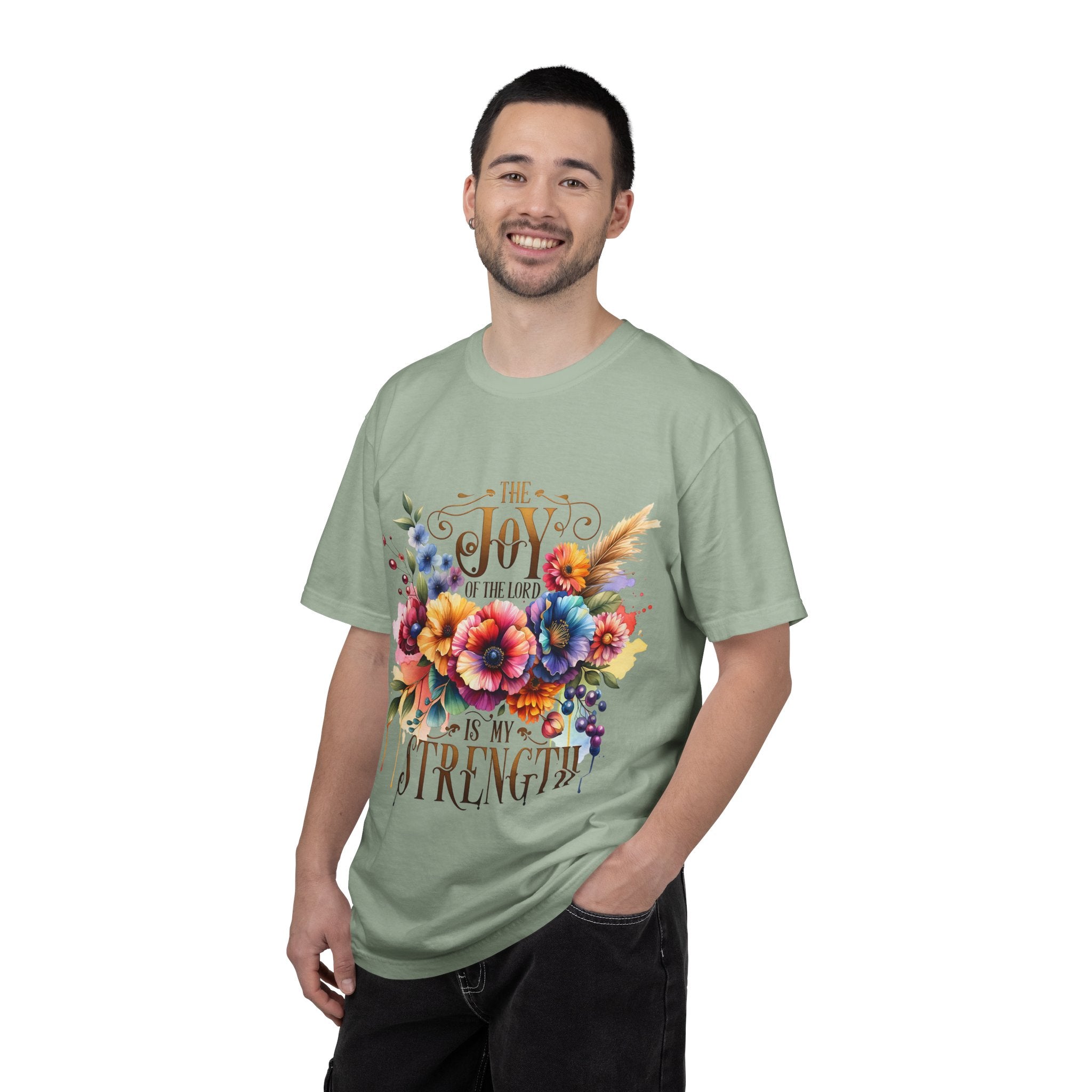 Joy in the Lord Floral T-Shirt — "The Joy of the Lord Is My Strength" Christian Tee
