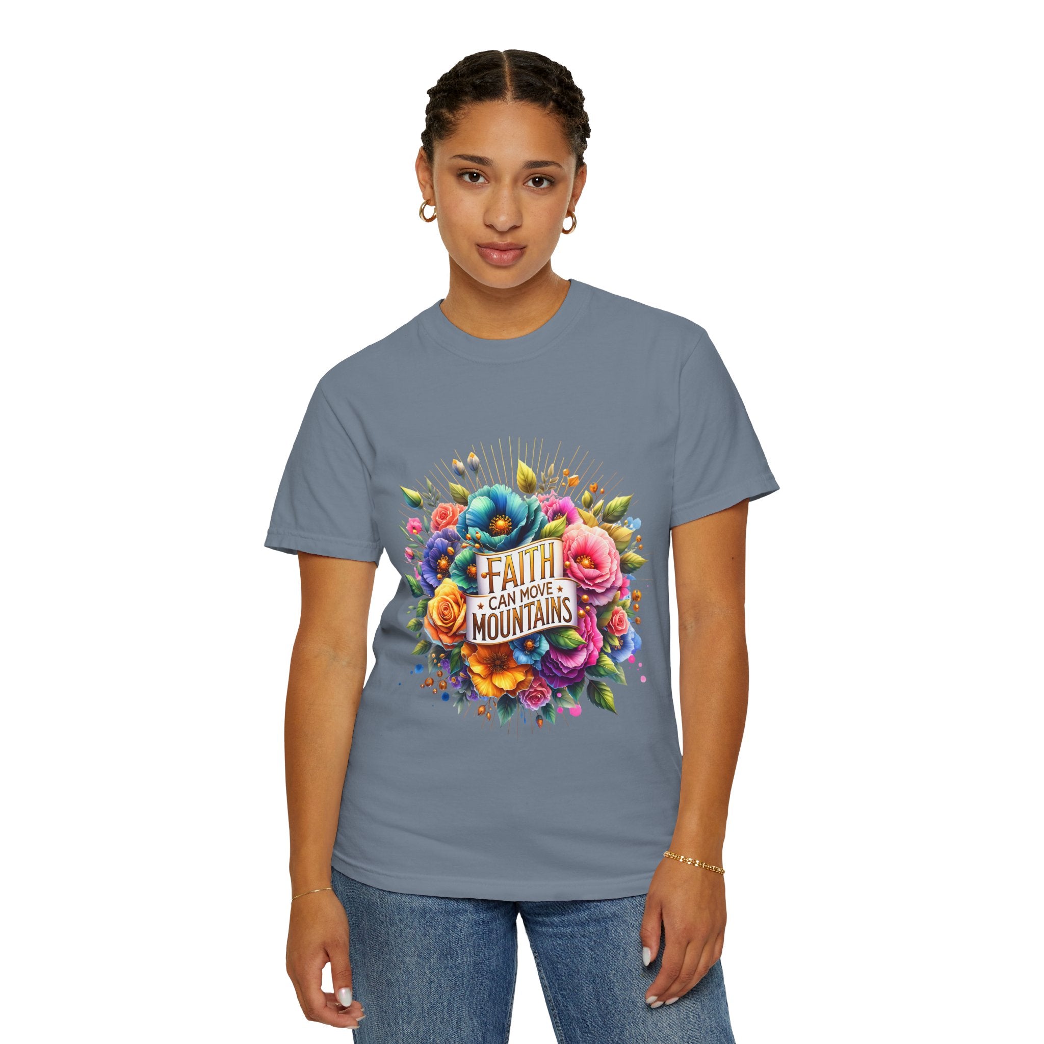 Faith Can Move Mountains Floral T‑Shirt
