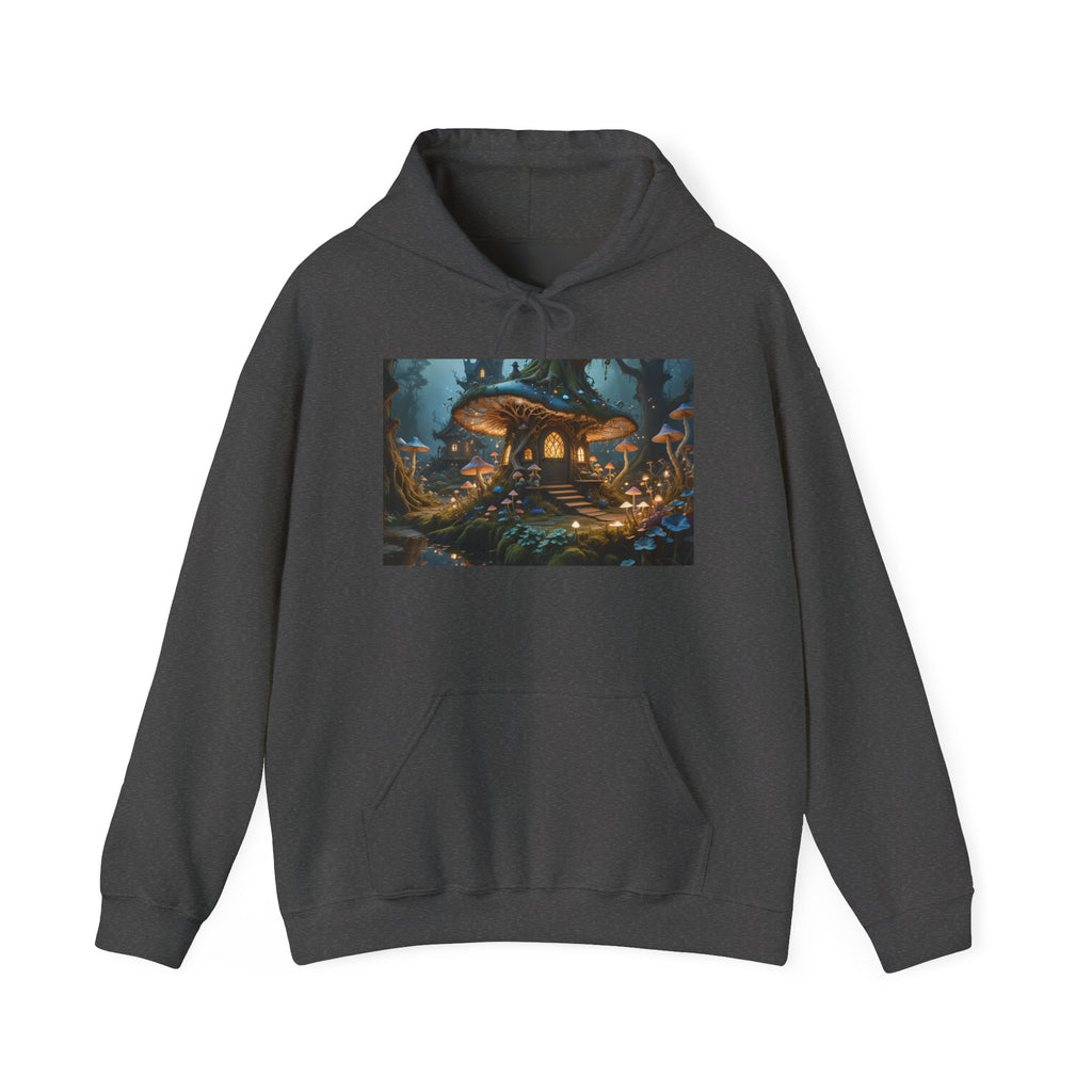 Hoodie — Enchanted Mushroom Cottage Illustration Hoodie