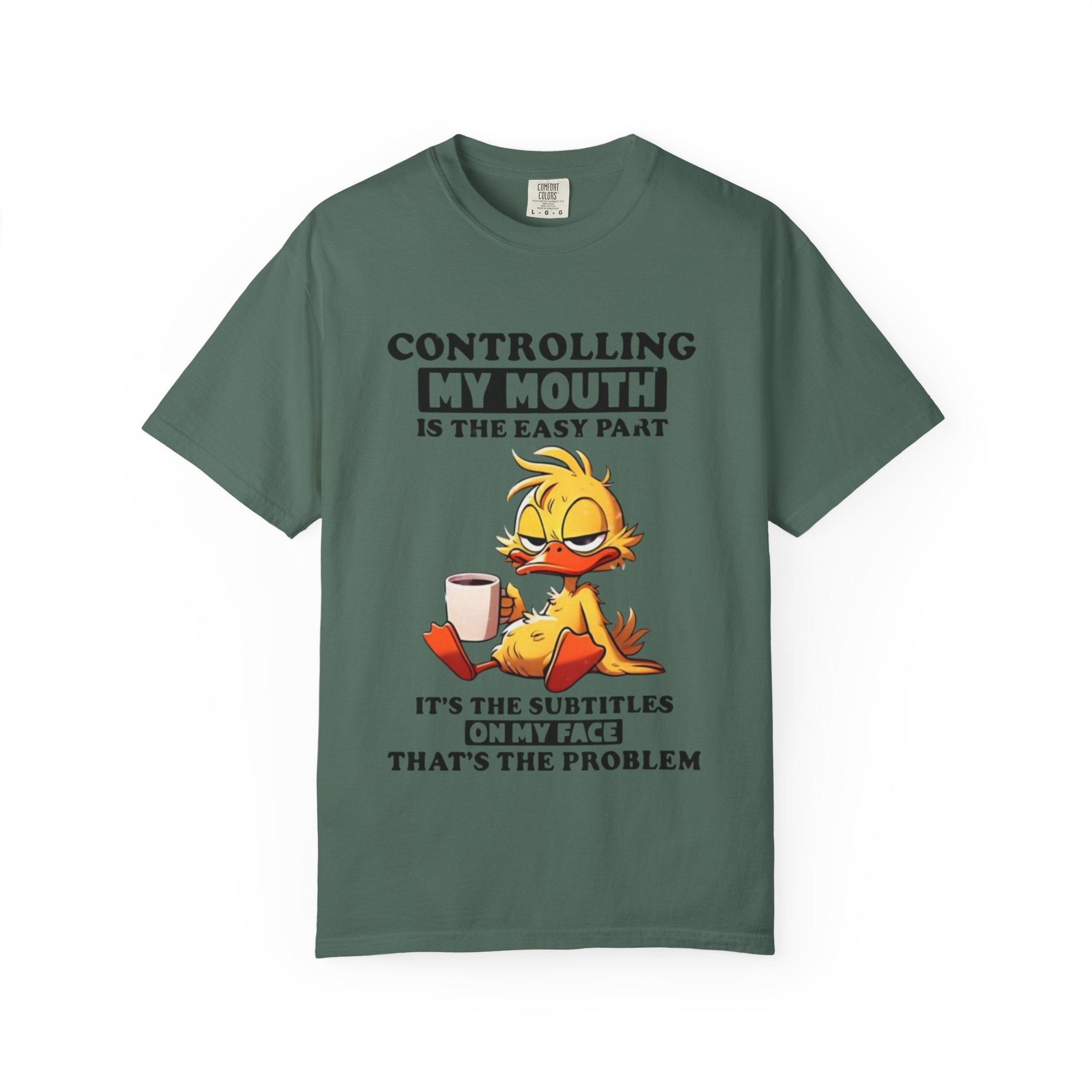 Controlling My Mouth T-Shirt — Funny Duck Face Coffee Graphic Tee