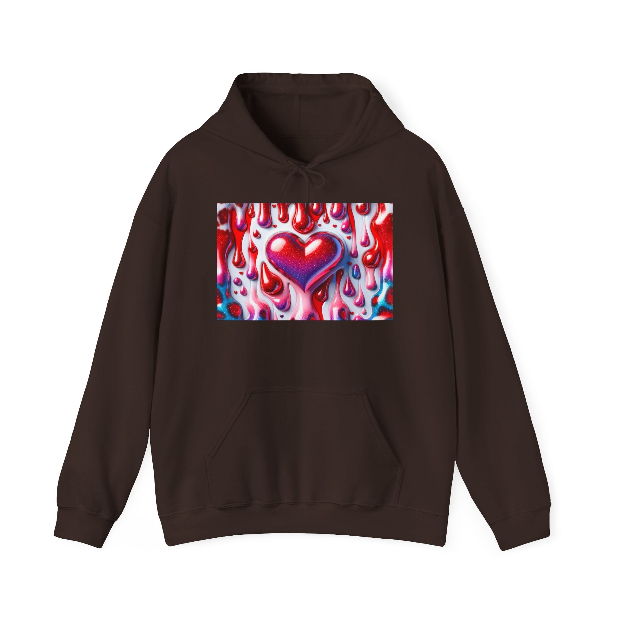 Heart Melt Hoodie — Colorful Dripping Heart Graphic Hooded Sweatshirt