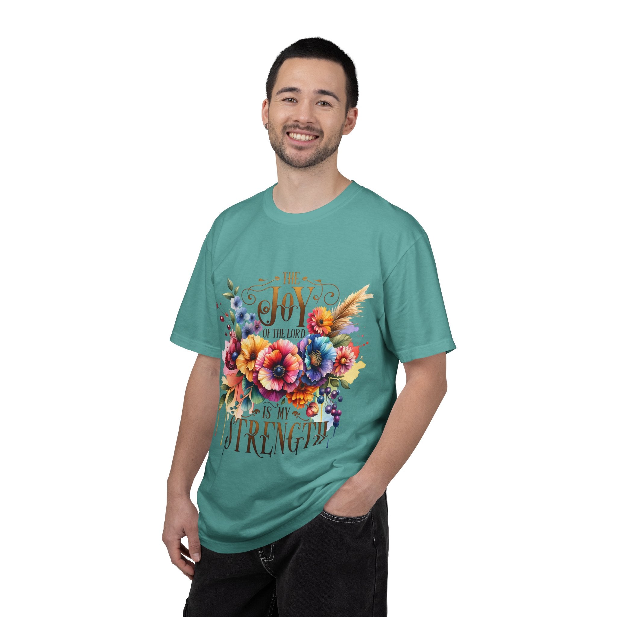 Joy in the Lord Floral T-Shirt — "The Joy of the Lord Is My Strength" Christian Tee