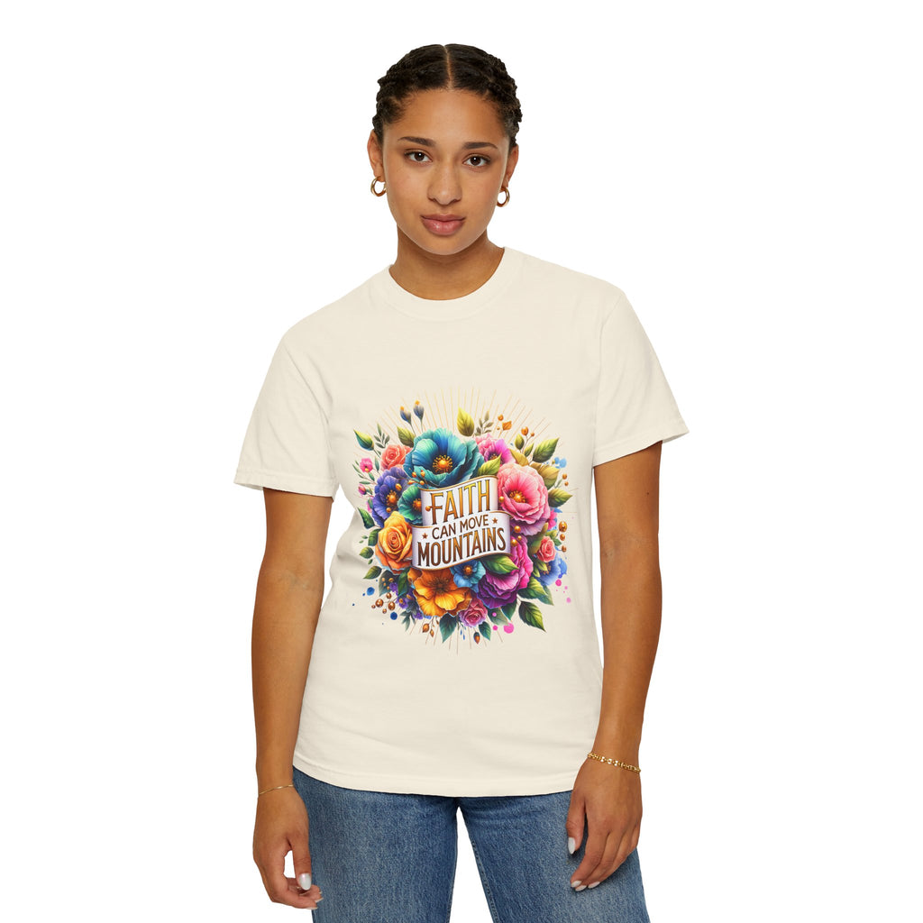 Faith Can Move Mountains Floral T‑Shirt