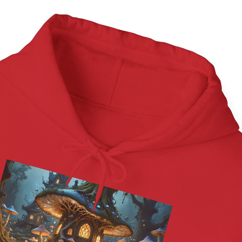 Hoodie — Enchanted Mushroom Cottage Illustration Hoodie
