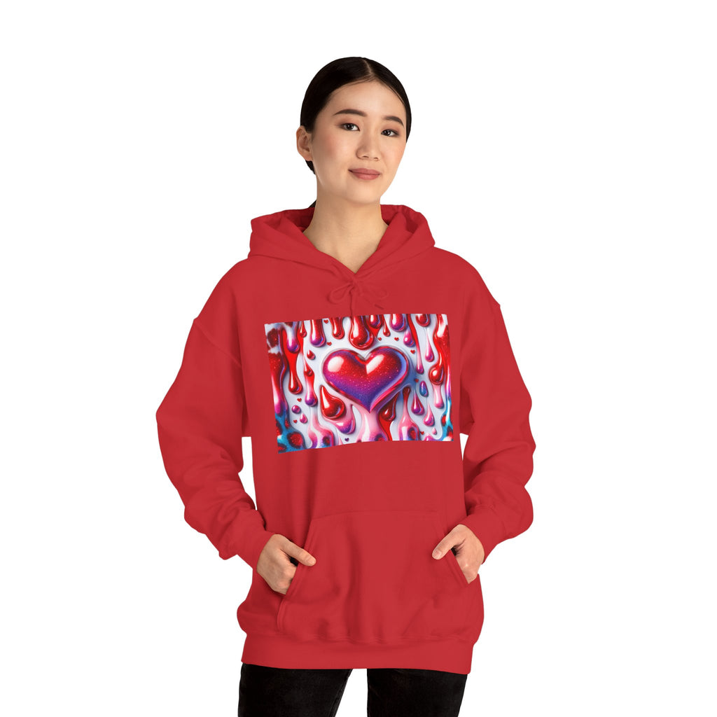 Heart Melt Hoodie — Colorful Dripping Heart Graphic Hooded Sweatshirt