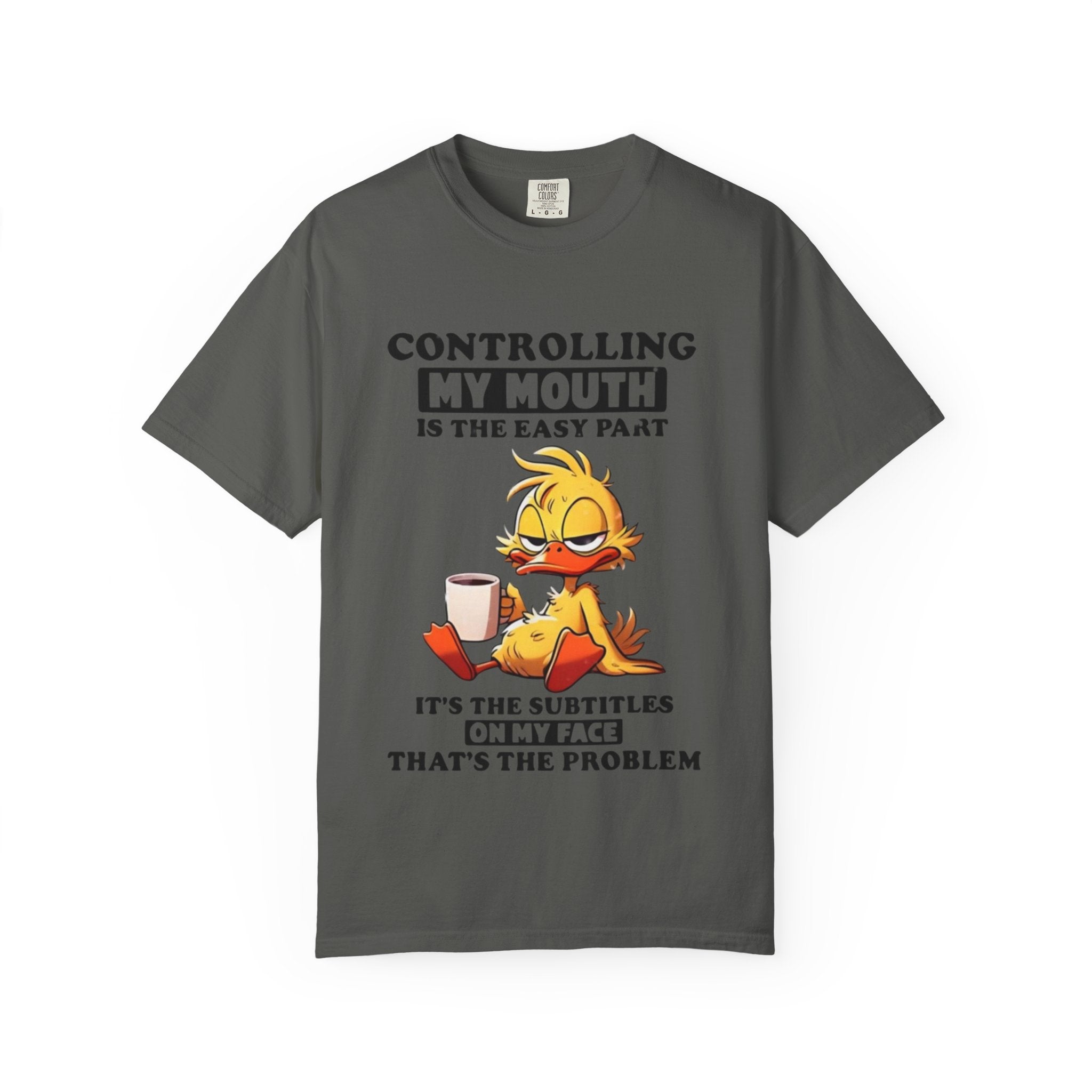 Controlling My Mouth T-Shirt — Funny Duck Face Coffee Graphic Tee