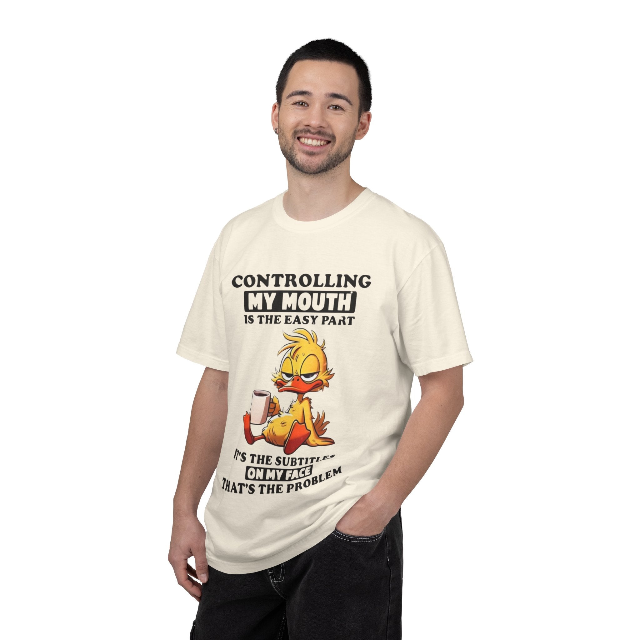 Controlling My Mouth T-Shirt — Funny Duck Face Coffee Graphic Tee