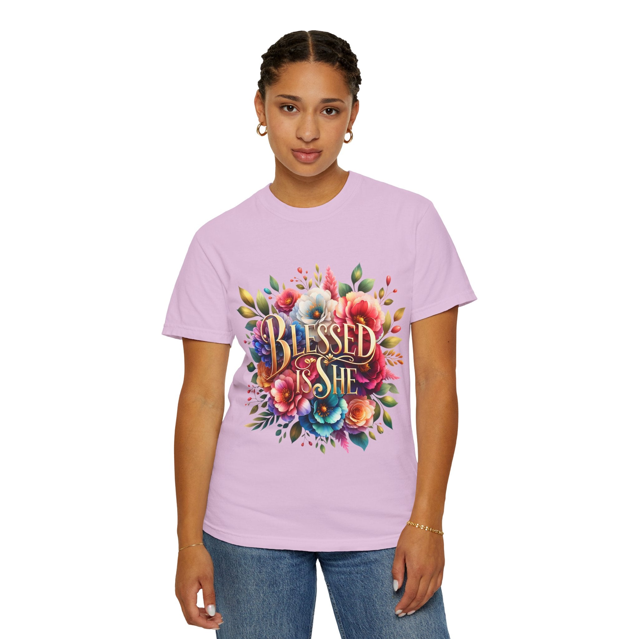 Blessed Is She Floral T-Shirt — Inspirational Christian Tee