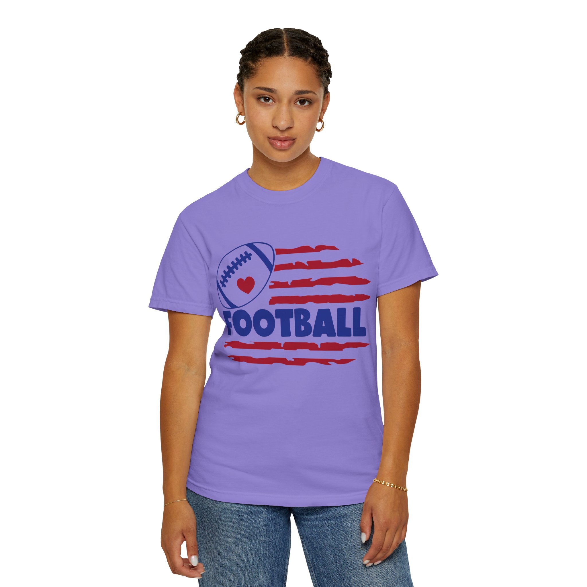 Patriotic Heart Football T-Shirt