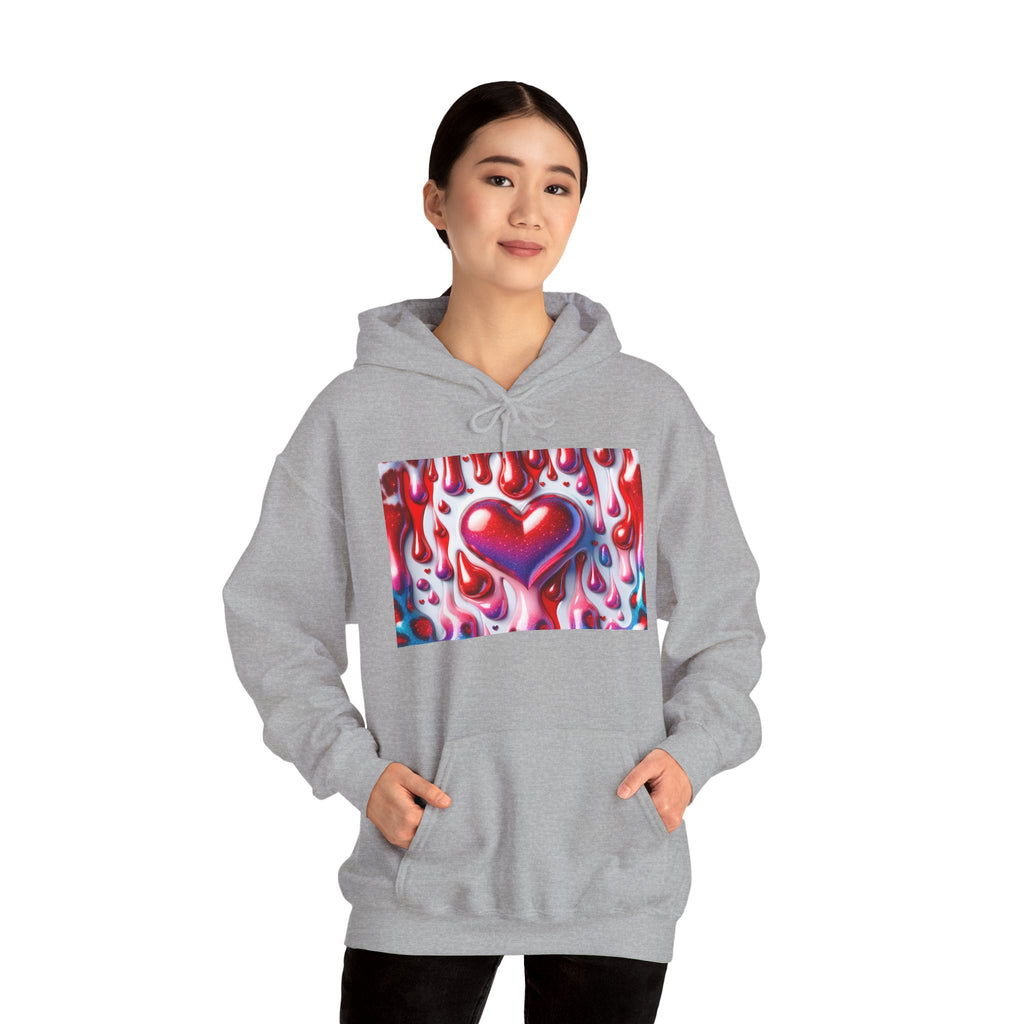 Heart Melt Hoodie — Colorful Dripping Heart Graphic Hooded Sweatshirt