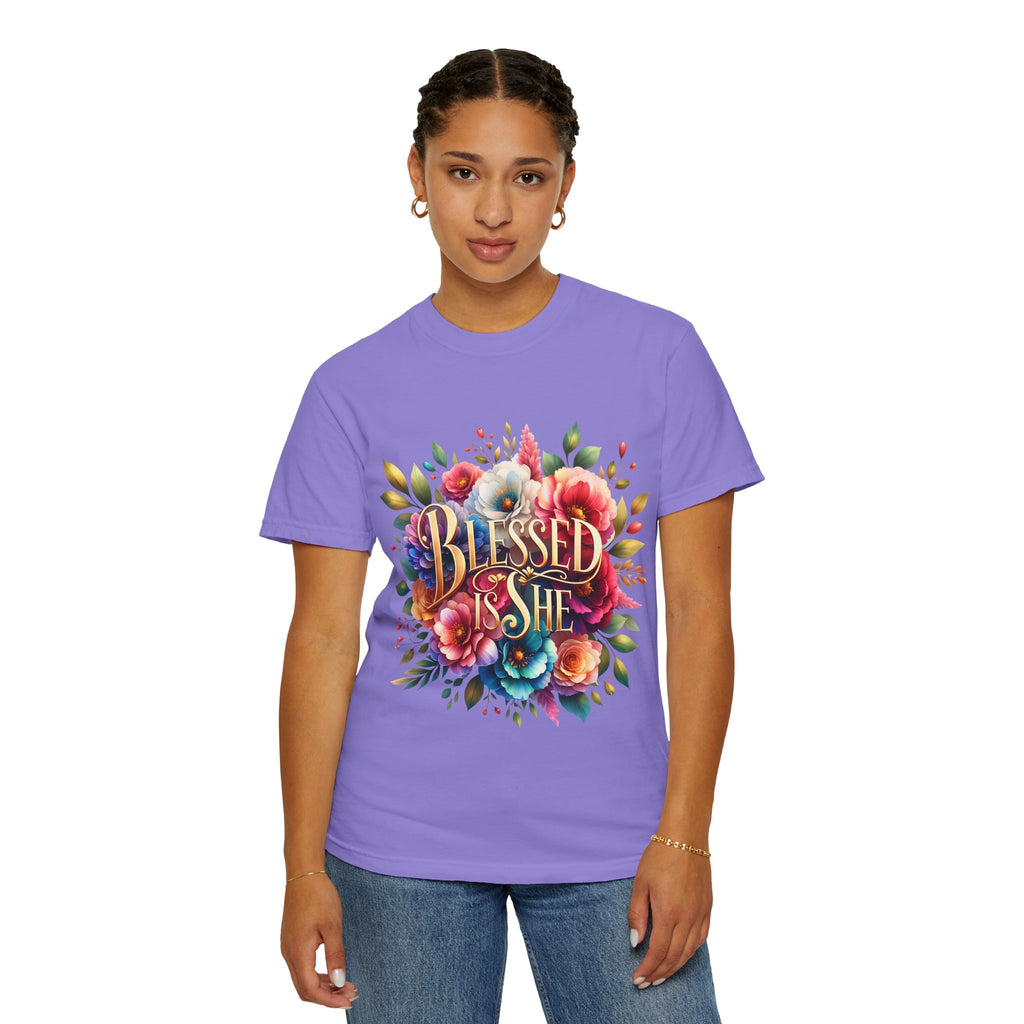 Blessed Is She Floral T-Shirt — Inspirational Christian Tee