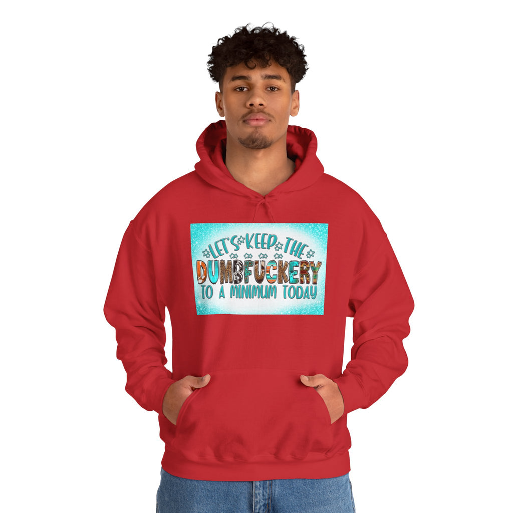 Hoodie — "Let's Keep the Dumbfuckery to a Minimum Today" Funny Graphic Pullover