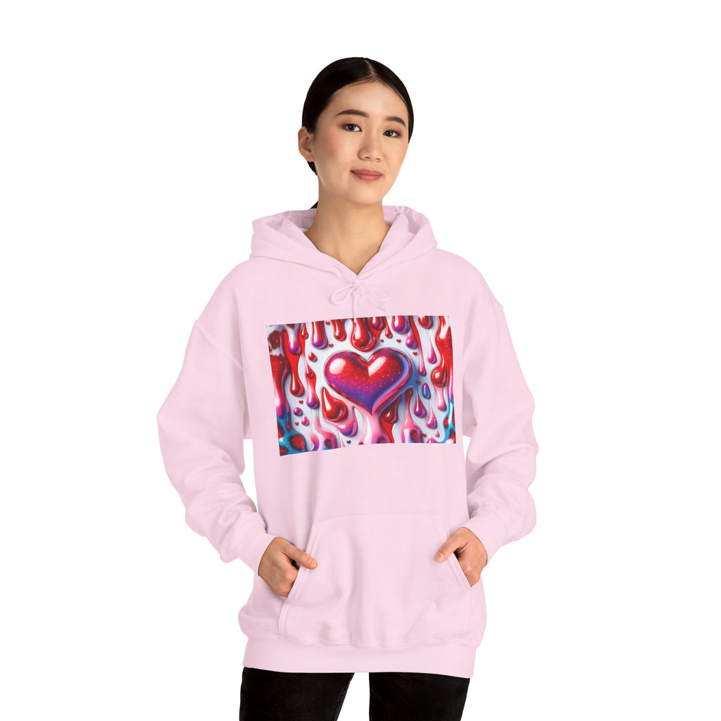 Heart Melt Hoodie — Colorful Dripping Heart Graphic Hooded Sweatshirt