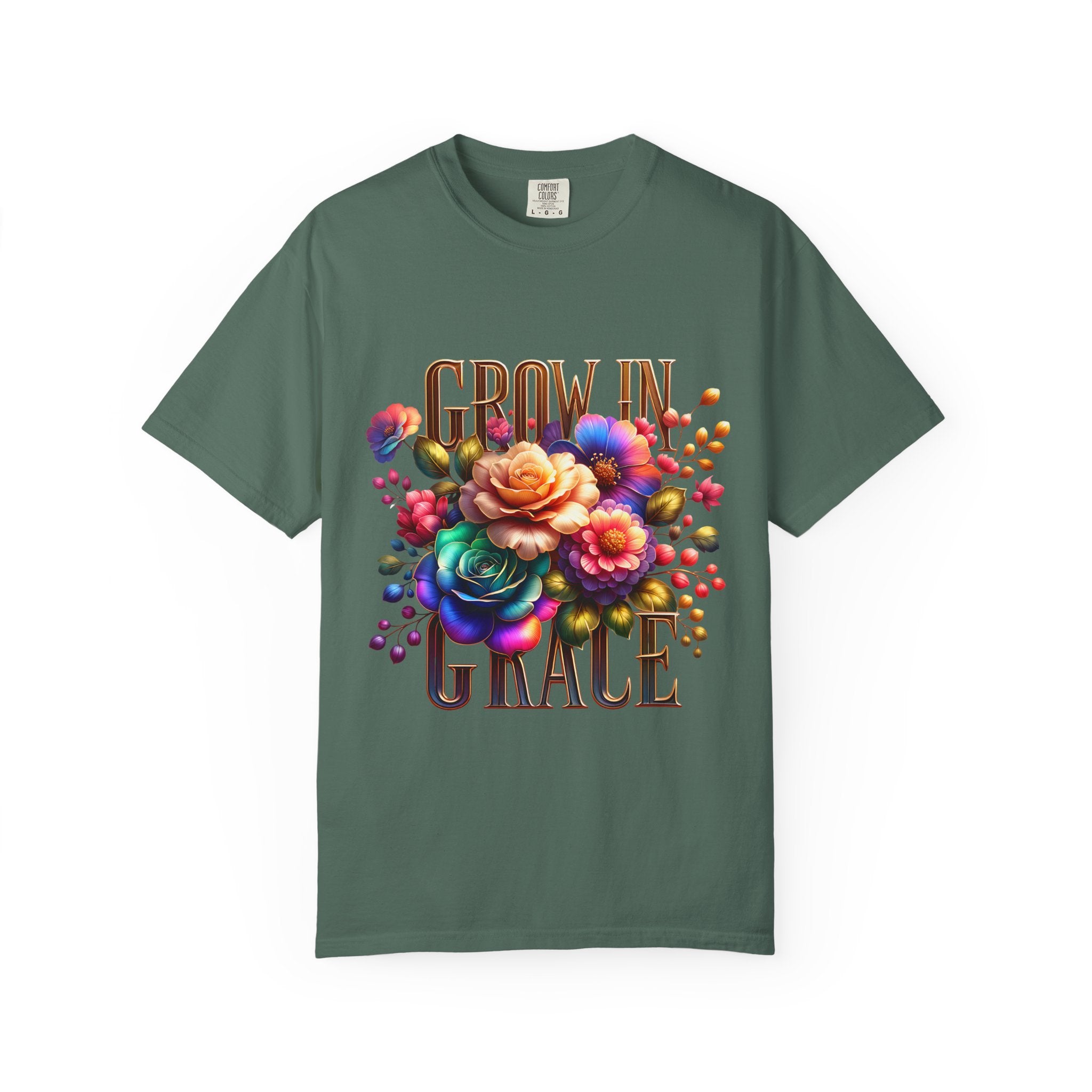 Grow in Grace Floral T-Shirt — Inspirational Floral Graphic Tee