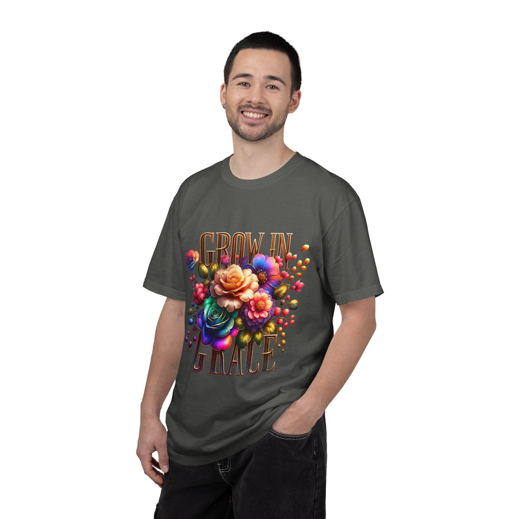 Grow in Grace Floral T-Shirt — Inspirational Floral Graphic Tee
