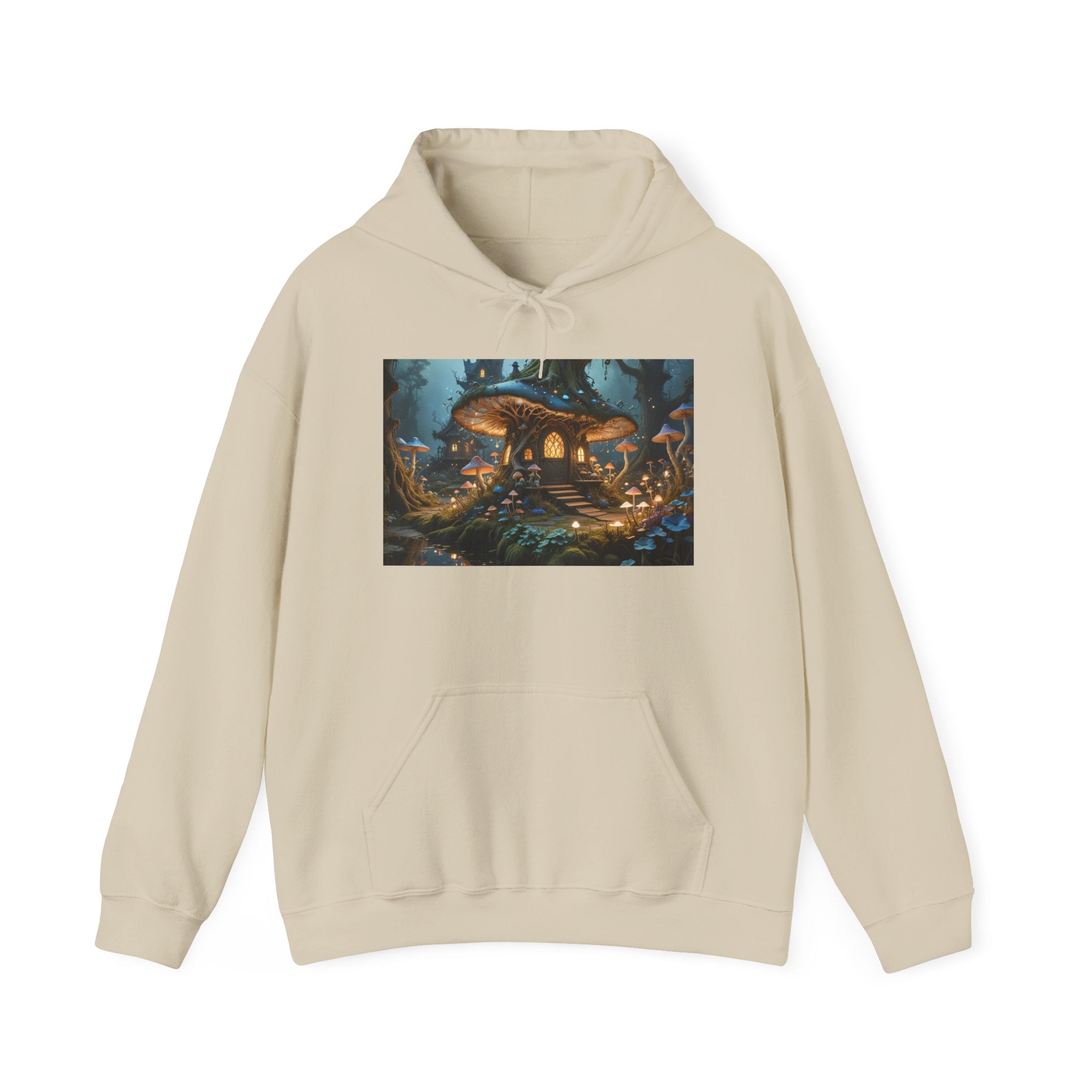 Hoodie — Enchanted Mushroom Cottage Illustration Hoodie