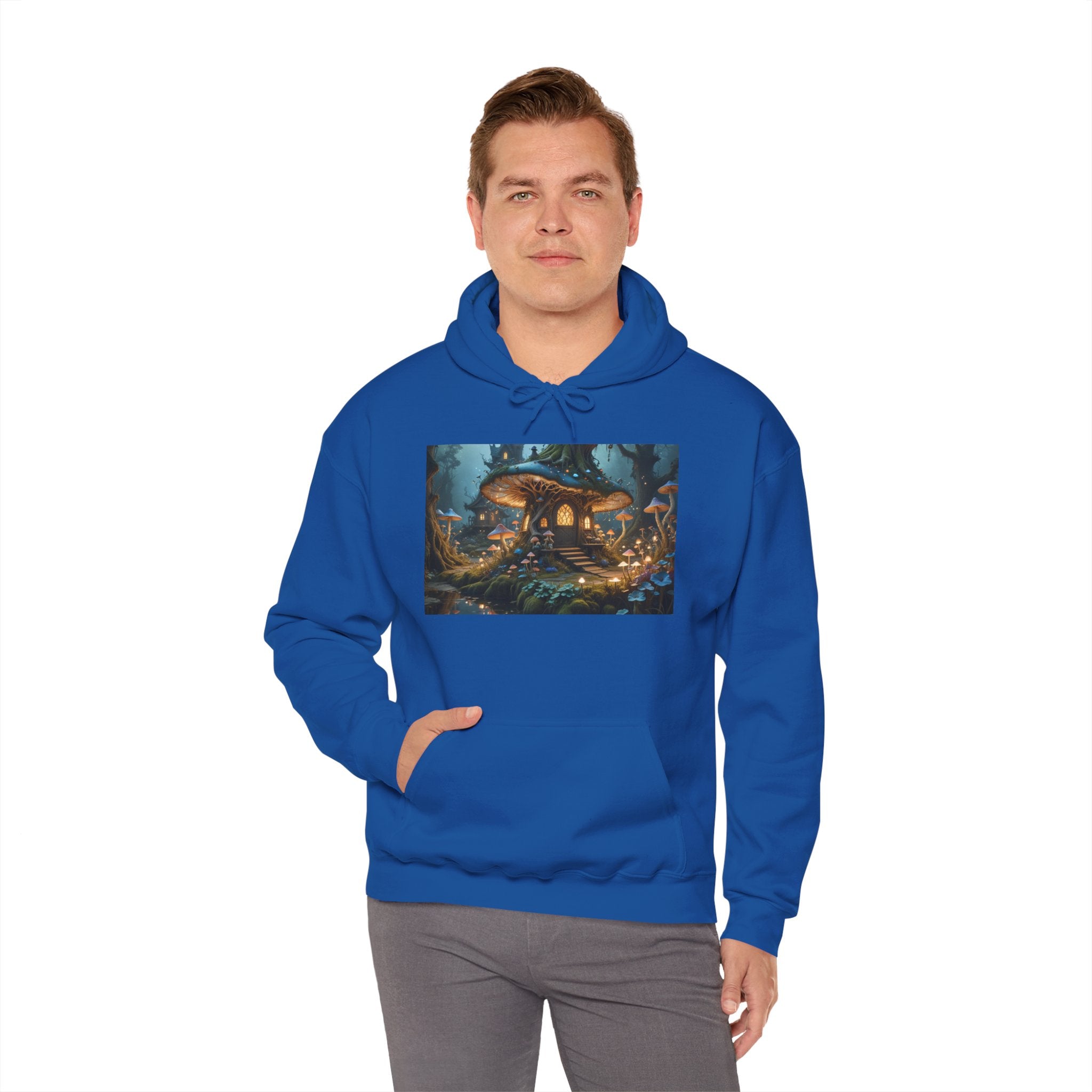 Hoodie — Enchanted Mushroom Cottage Illustration Hoodie