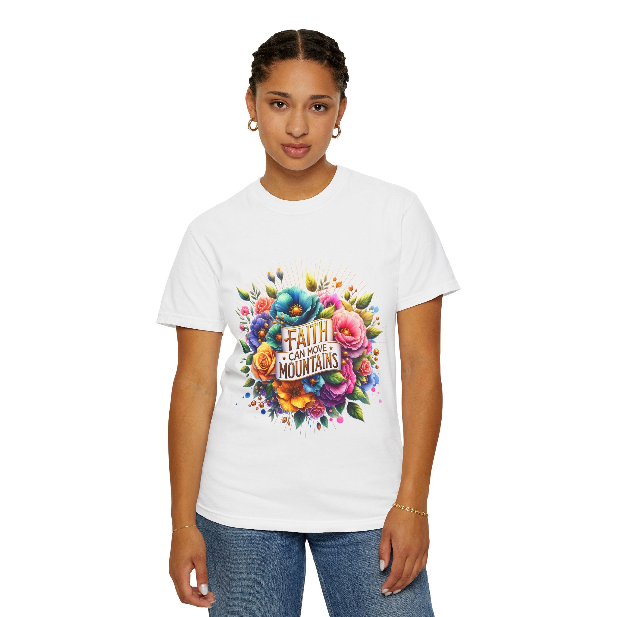 Faith Can Move Mountains Floral T‑Shirt
