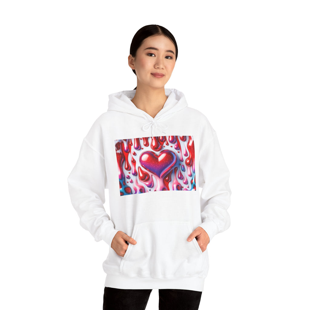 Heart Melt Hoodie — Colorful Dripping Heart Graphic Hooded Sweatshirt