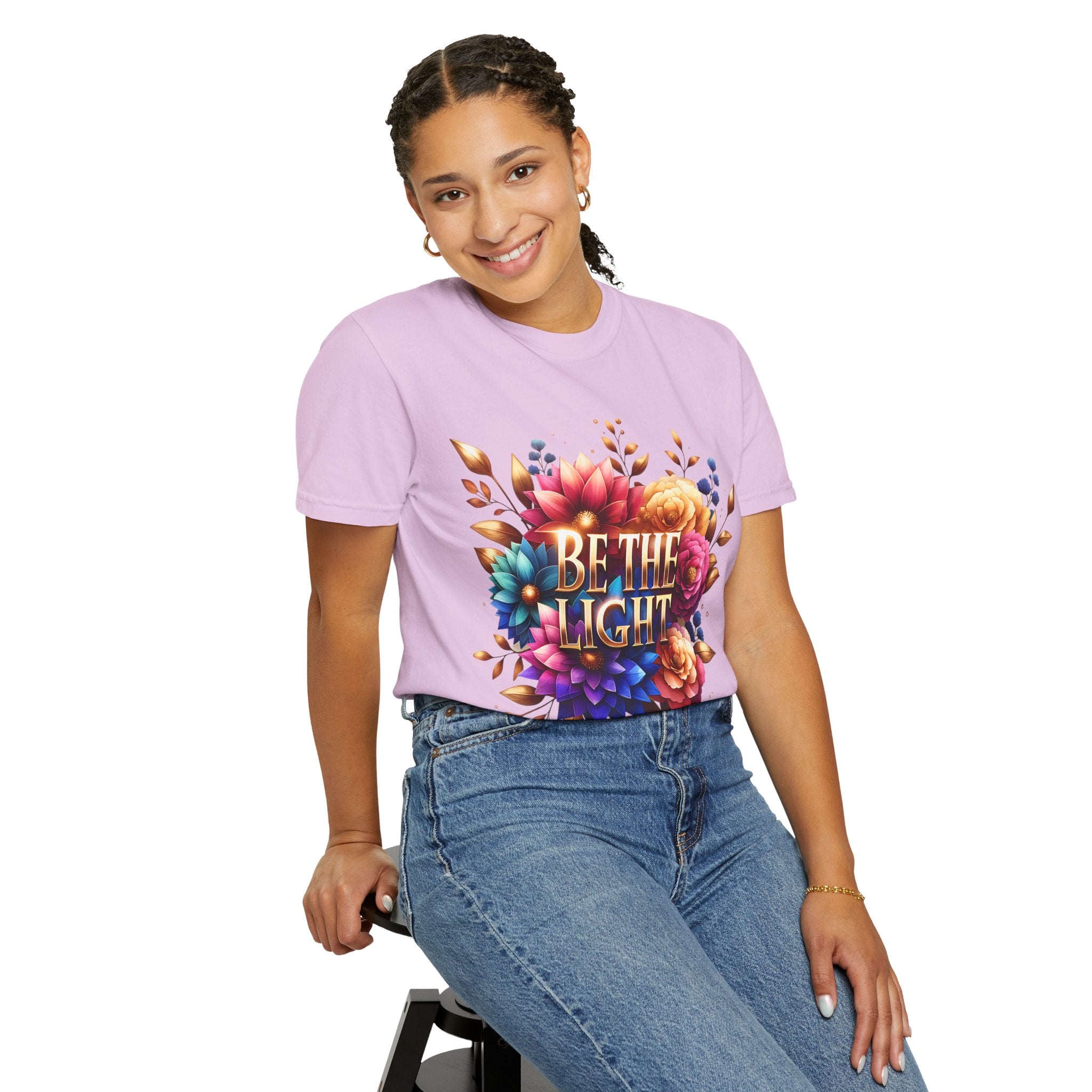 Be The Light Floral T-Shirt — Inspirational Botanical Graphic Tee