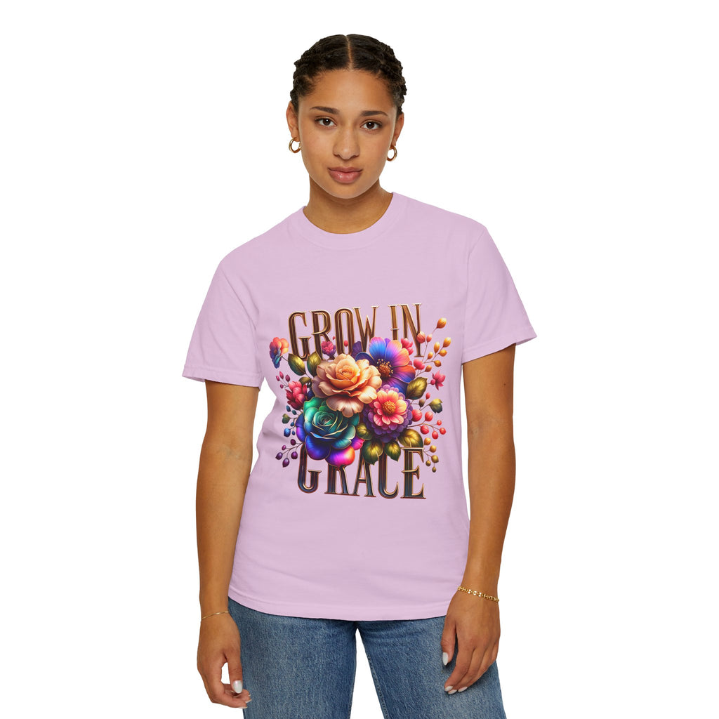 Grow in Grace Floral T-Shirt — Inspirational Floral Graphic Tee