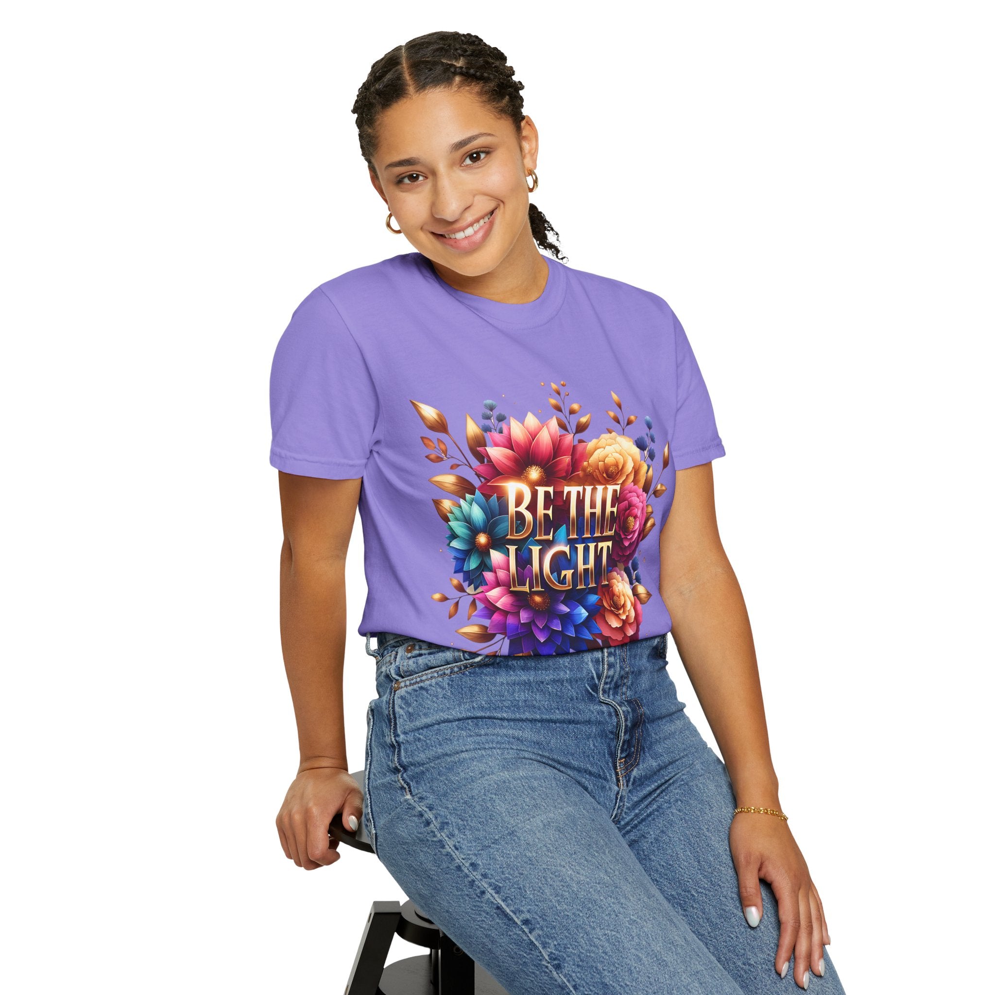 Be The Light Floral T-Shirt — Inspirational Botanical Graphic Tee