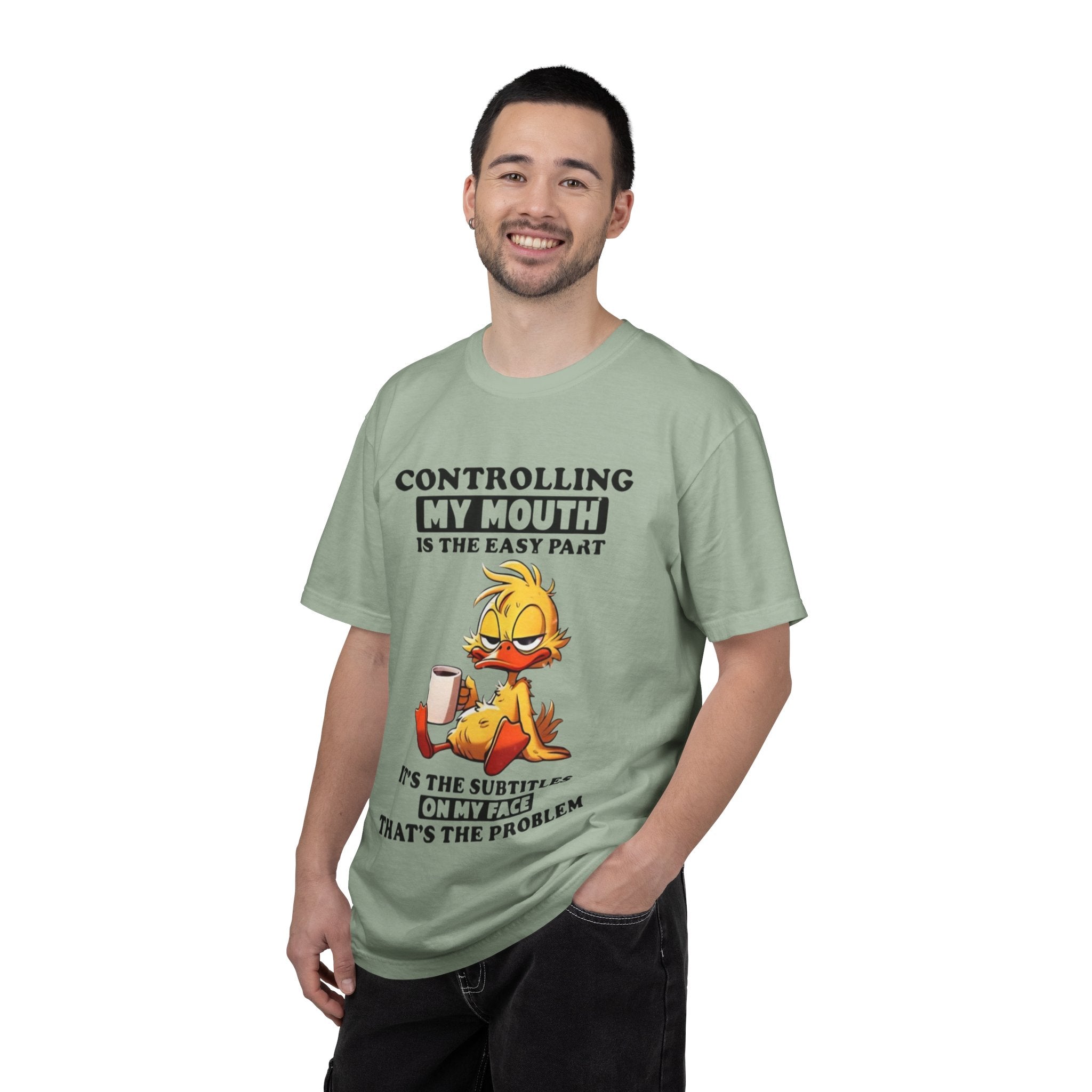 Controlling My Mouth T-Shirt — Funny Duck Face Coffee Graphic Tee