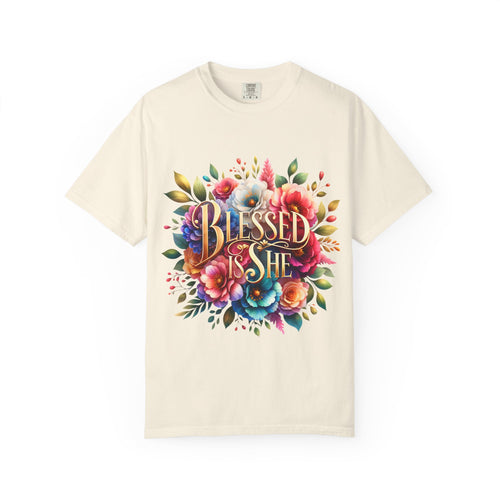 Blessed Is She Floral T-Shirt — Inspirational Christian Tee