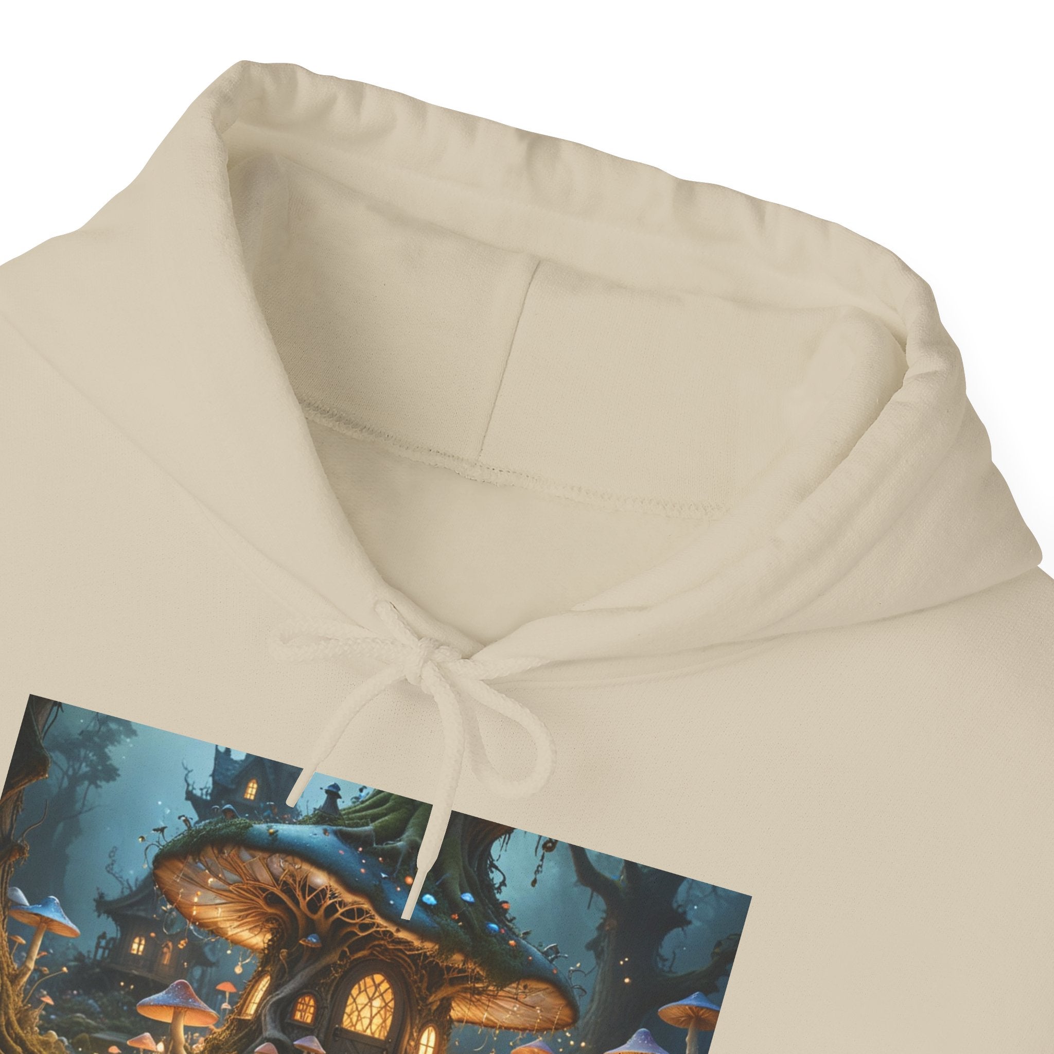 Hoodie — Enchanted Mushroom Cottage Illustration Hoodie