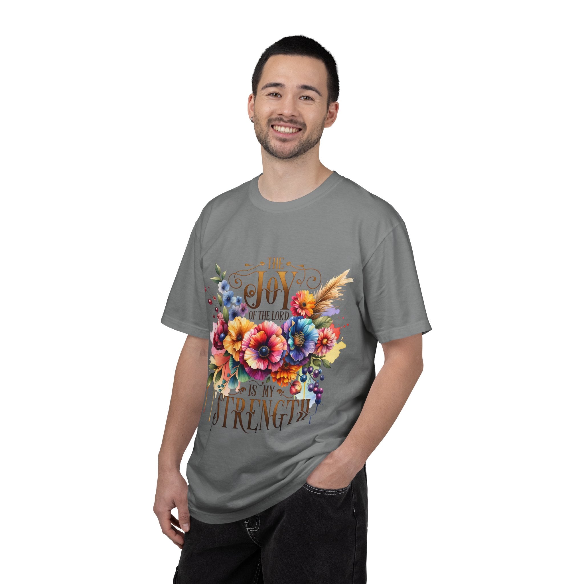 Joy in the Lord Floral T-Shirt — "The Joy of the Lord Is My Strength" Christian Tee