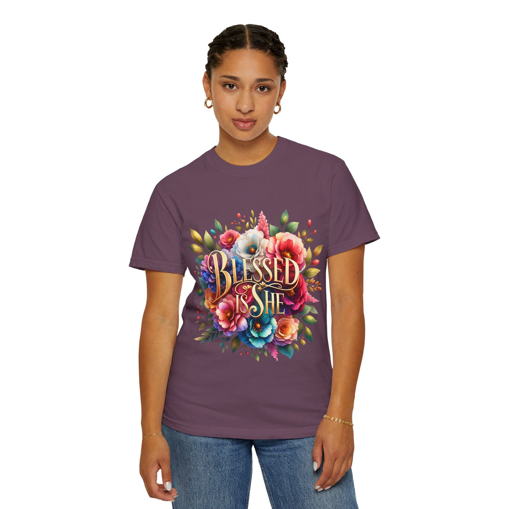 Blessed Is She Floral T-Shirt — Inspirational Christian Tee
