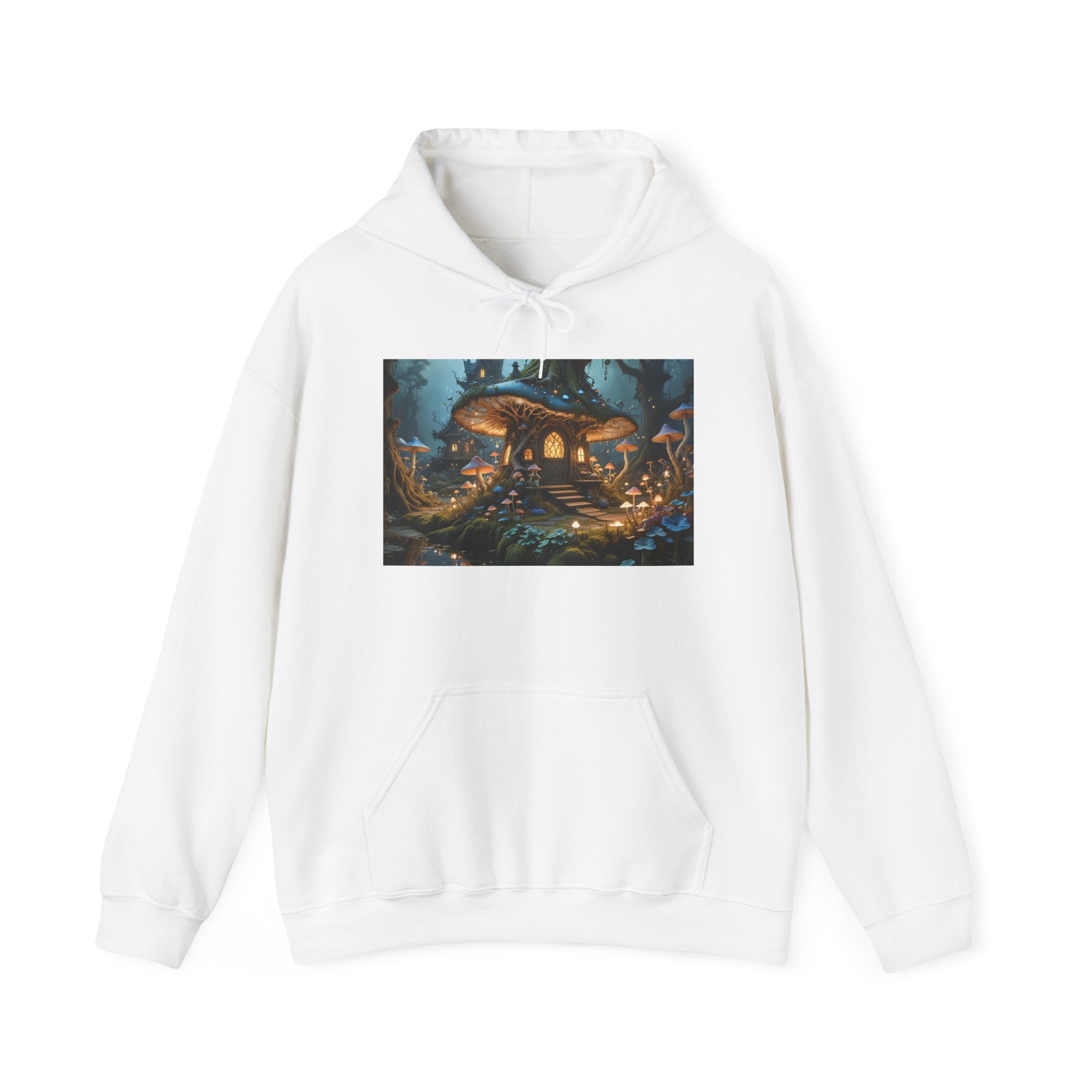 Hoodie — Enchanted Mushroom Cottage Illustration Hoodie